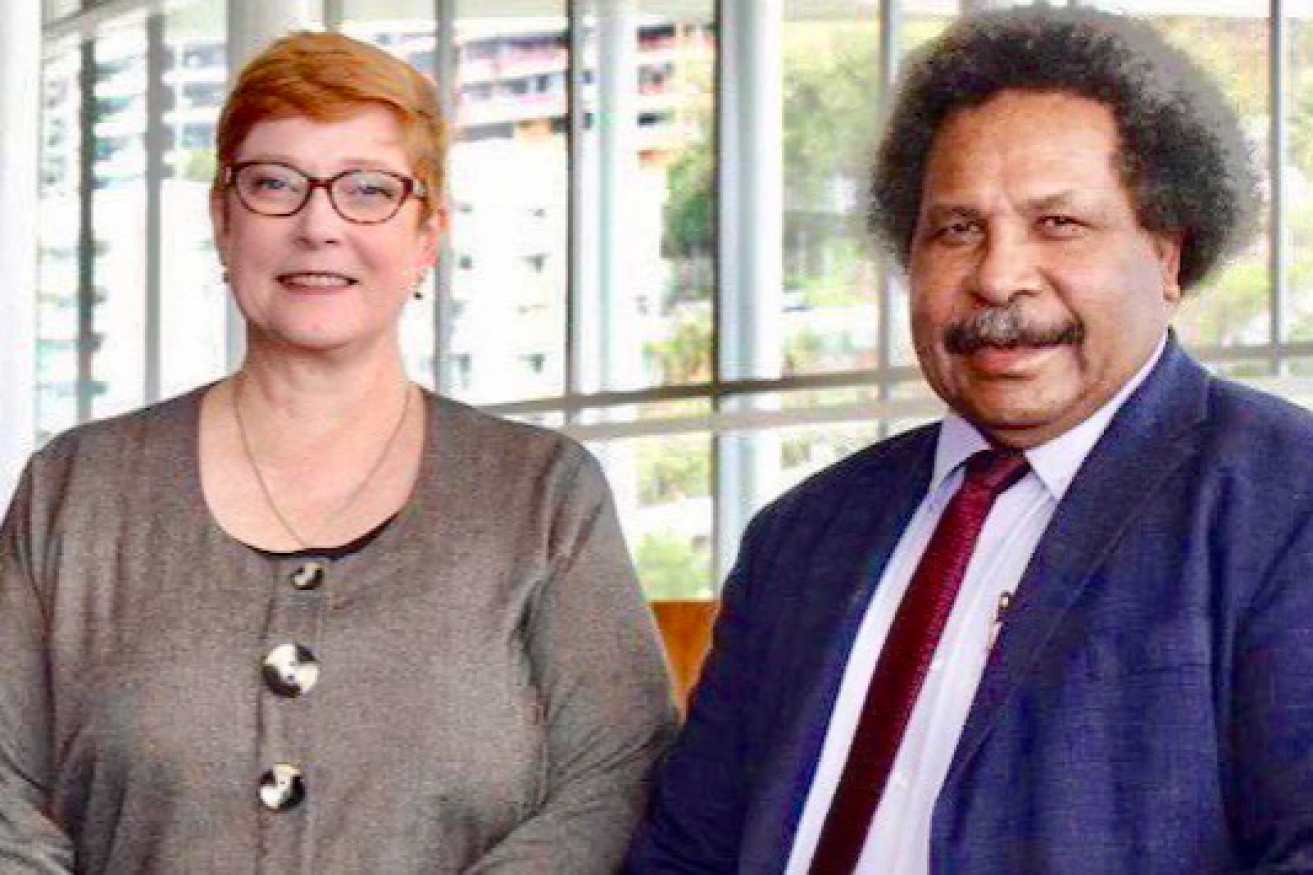 Australia's Foreign Minister Marise Payne with her Papua-New Guinea counterpart Soroi Eoe - who enjoys better access to Beijing than Australia does (Photo: ABC)