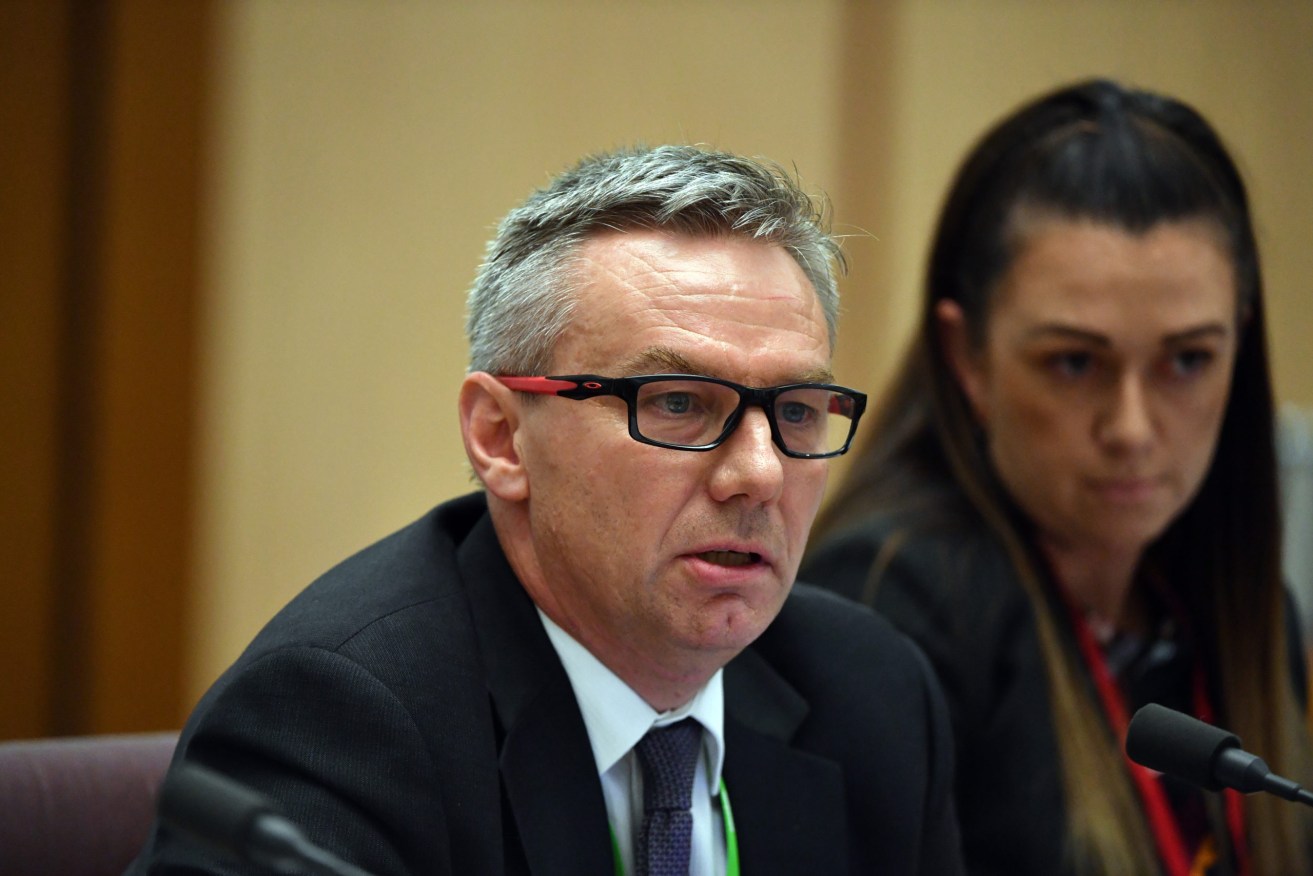Brian Boyd of the Australian National Audit office appearing before a Senate inquiry into the sports rorts affair last year. (AAP Image/Mick Tsikas)