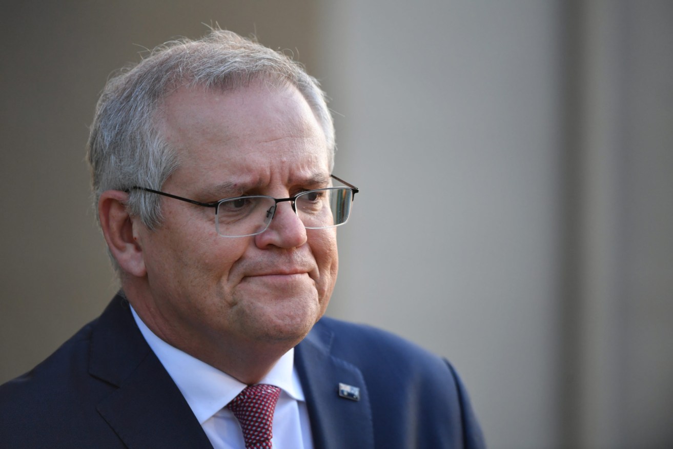 Prime Minister Scott Morrison at a press conference at Kirribilli House in Sydney. (AAP Image/Mick Tsikas)