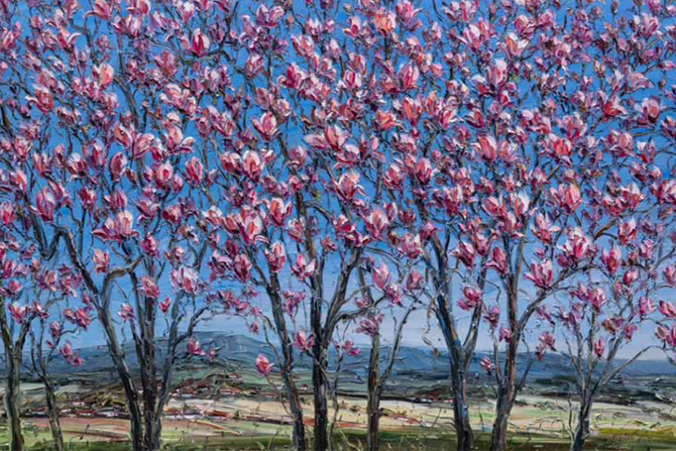 Red magnolia 2, 2021 oil on canvas, (Image: Philip Bacon Gallery)