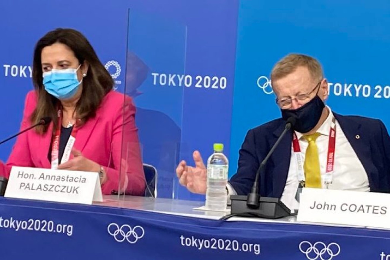 AOC President John Coates gave a very public dressing-down to Premier Annastacia Palaszczuk over her plans not to attend the Tokyo Olympics opening ceremony (Photo: Twitter, Daniel Sutton)