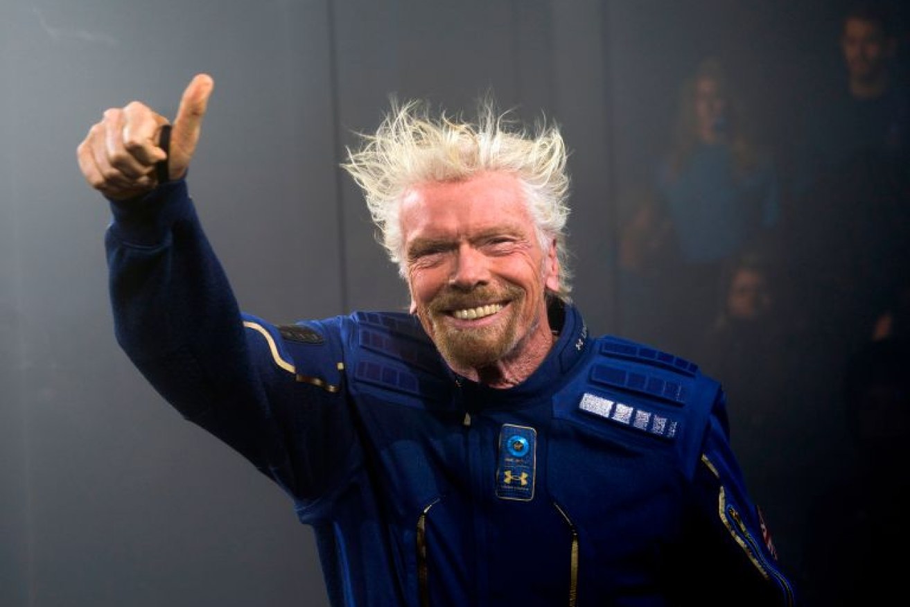Virgin Galactic Founder Sir Richard Branson became the first billionaire in space, beating rival Jeff Bezos to the punch (Photo by Don Emmert / AFP) 