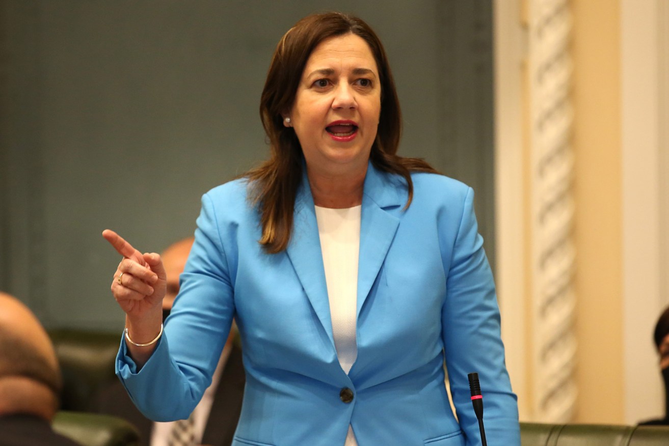 Queensland Premier Annastacia Palaszczuk speaks during Question Time at Parliament House. (AAP Image/Jono Searle)