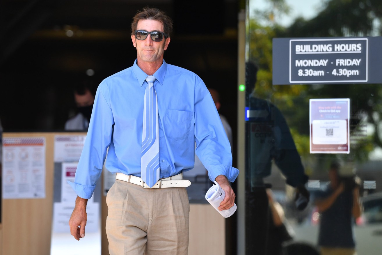 Aaron David Marriage is seen leaving the Southport Magistrates Court on the Gold Coast,  Wednesday, September 8. The Gold Coast man has been found guilty of making threats against Premier Annastacia Palaszczuk and Queensland's Chief Health Officer Jeannette Young. (AAP Image/Darren England) 