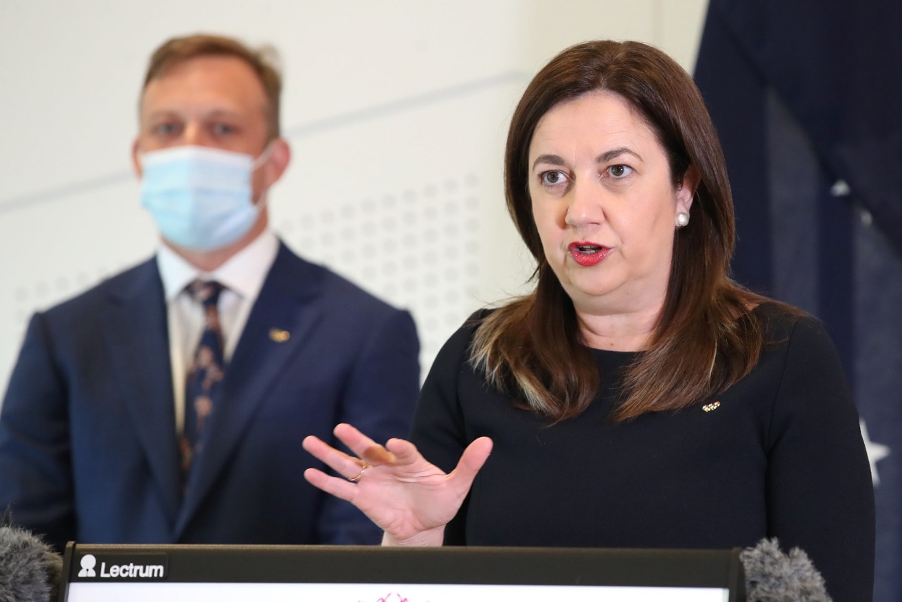 Queensland Premier Annastacia Palaszczuk has urged Gold Coast residents to get vaccinated after a Covid case was detected after six days in the community. (AAP Image/Jono Searle)