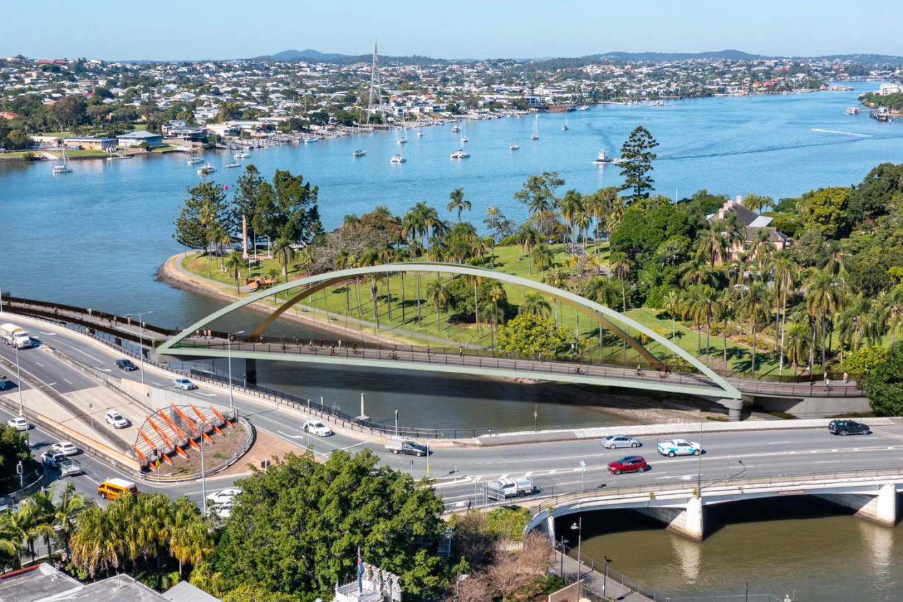 The final design has been released for the green bridge linking Newstead and Breakfast Creek (Image: Supplied)