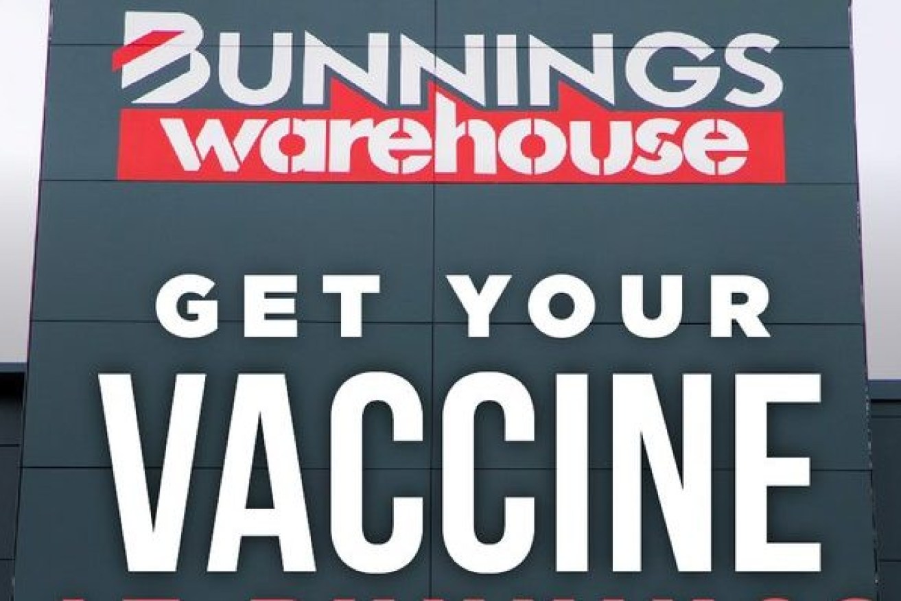 Bunnings outlets will set up pop-up vaccination hubs at its Queensland outlets this weekend. Photo: Twitter