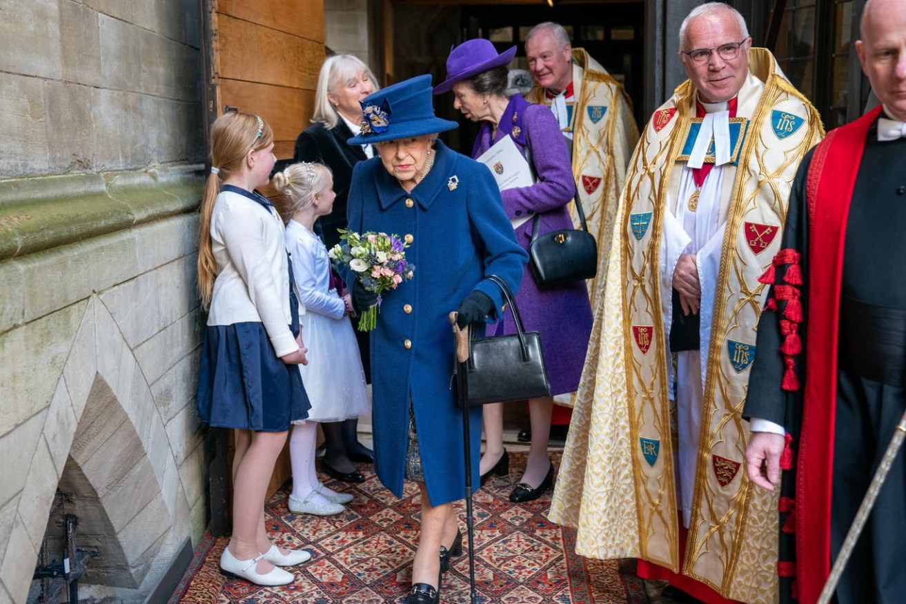 The Queen uses a walking stick as she attends a Westminster Abbey service (Photo: AP).