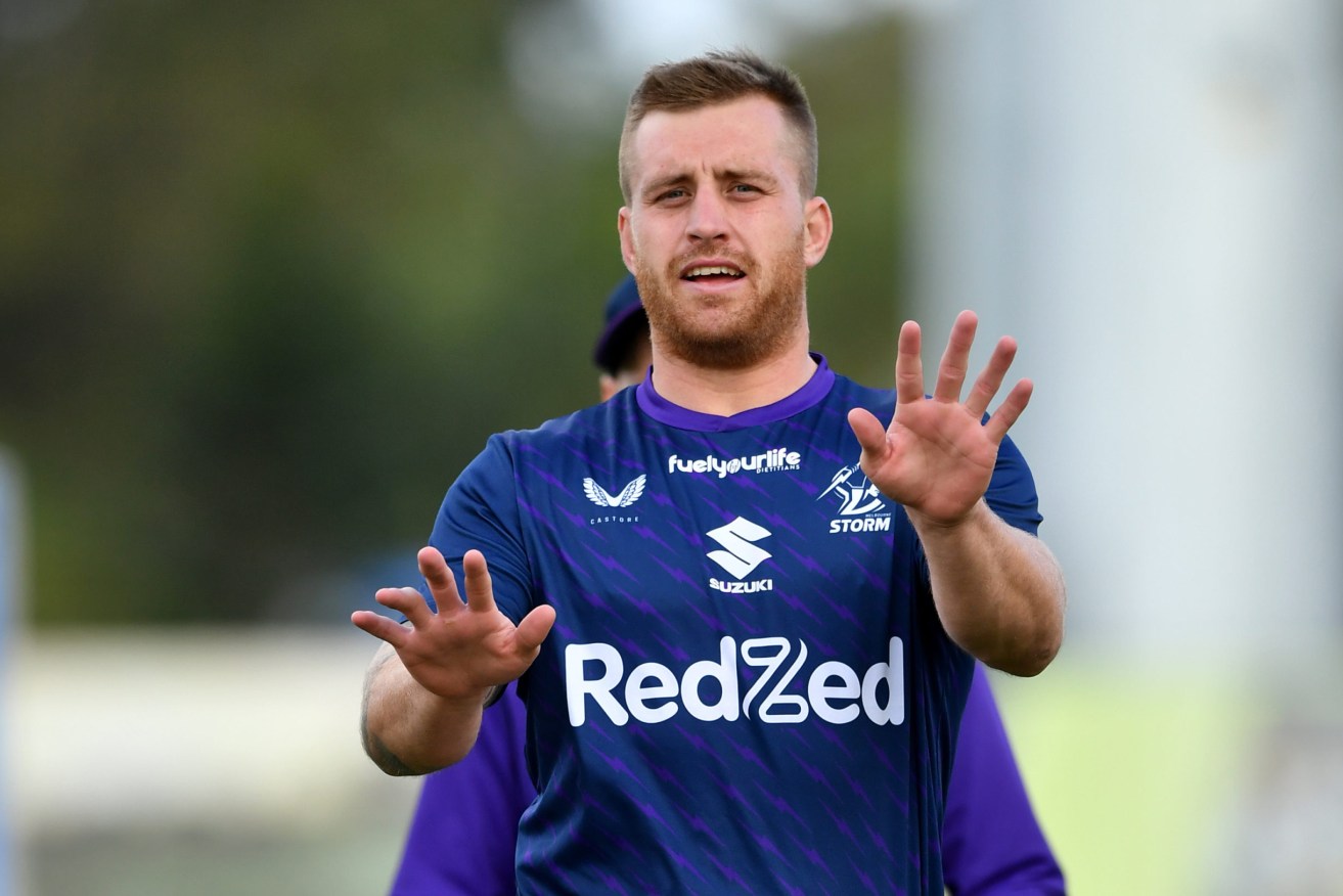 Cameron Munster has exited rehab and has returned to training with the Melbourne Storm. (AAP Image/Darren England)