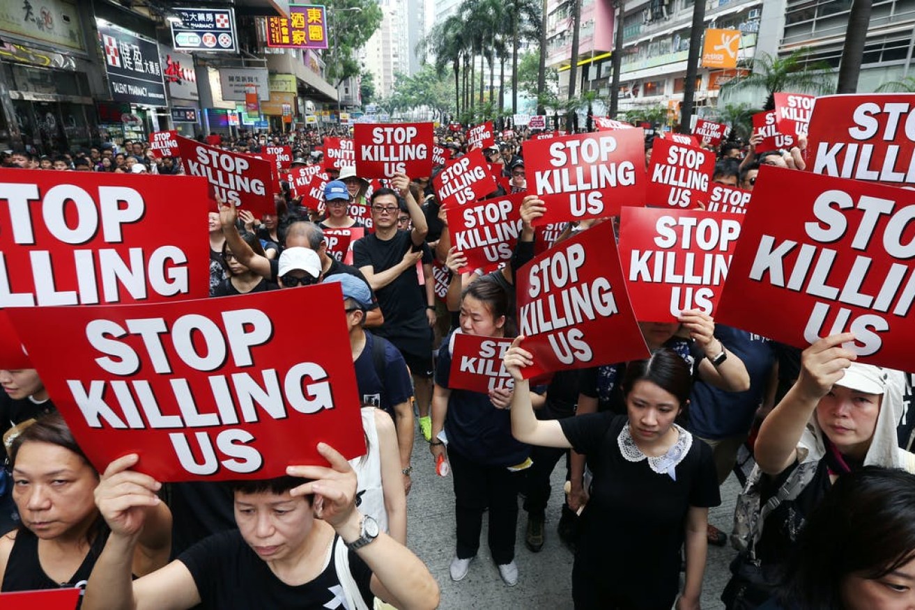 Hong Kong's streets have been filled with protests of China's human rights abuses. (Photo; BBC).