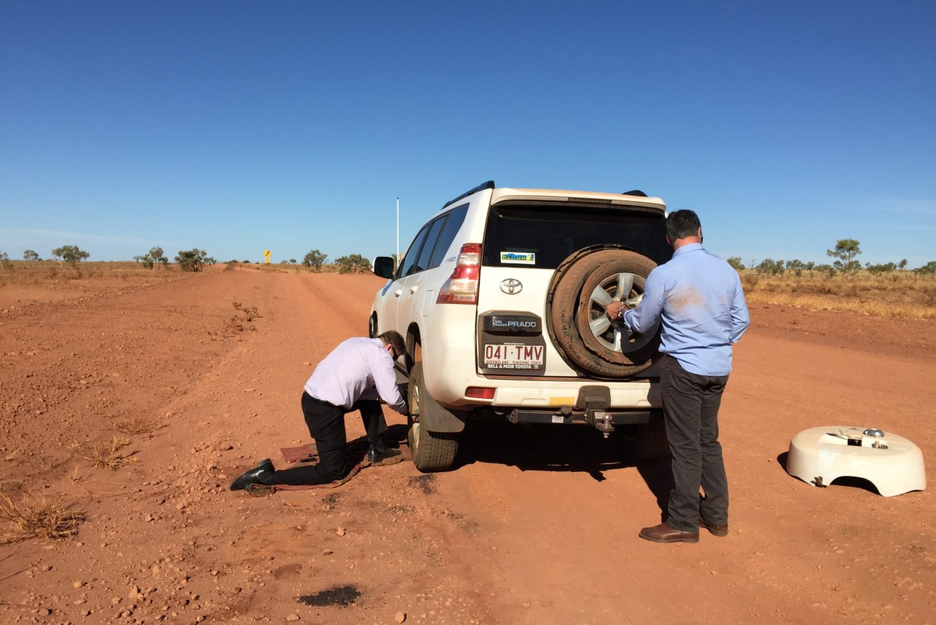 Flat tyres are part of a day's work, says MP for Traeger Robbie Katter. (Image supplied)