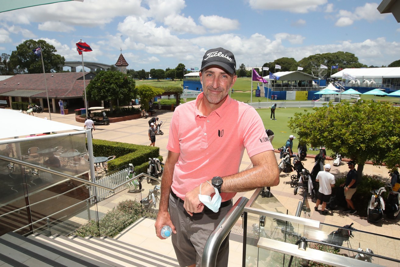 Geoff Ogilvy poses for a photo after a press conference during the Australian PGA Golf Championships at Royal Queensland Golf Club. Players in this year's event will have strict time limits applied. (AAP Image/Jono Searle) 