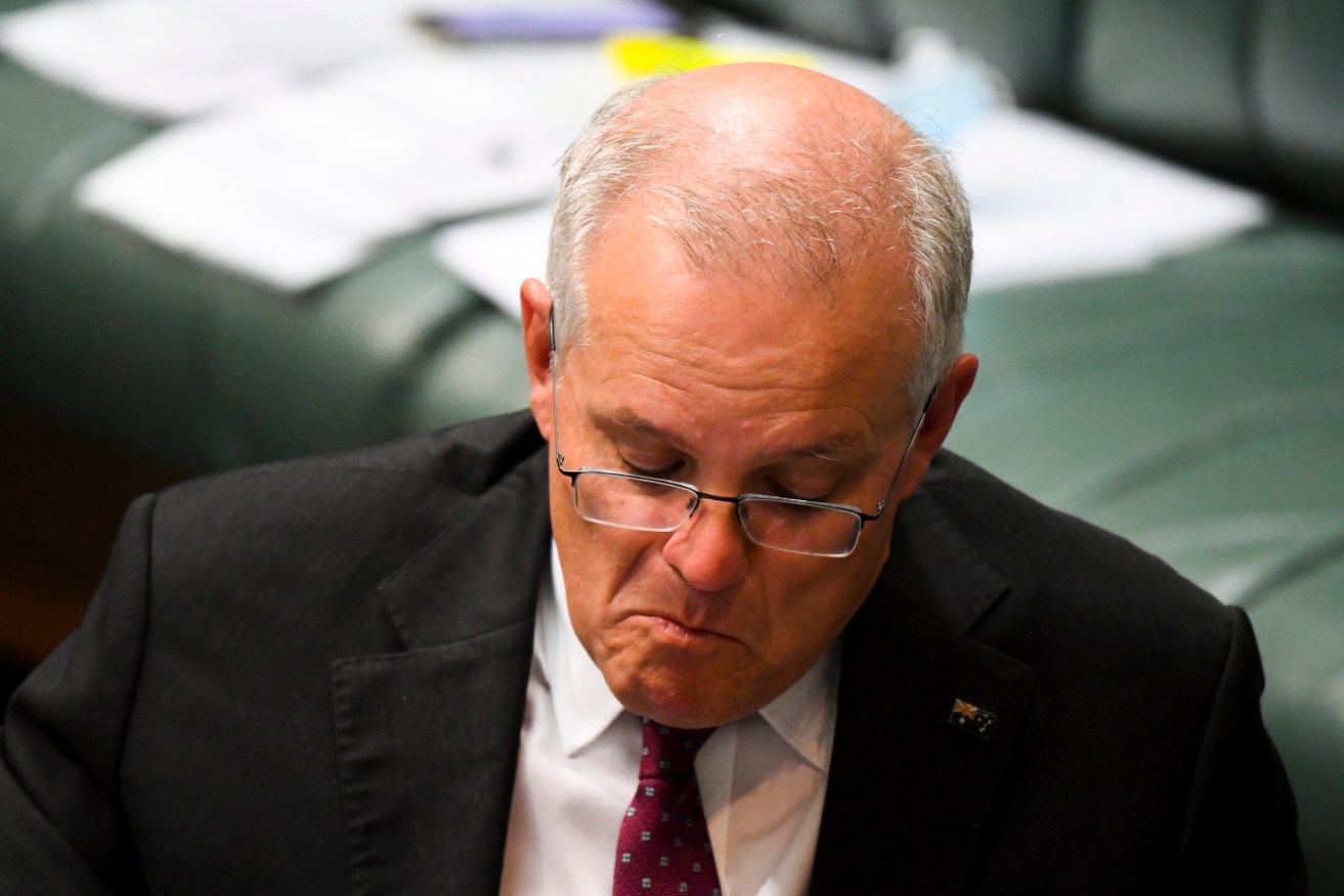 Prime Minister Scott Morrison during Question Time. (AAP Image/Lukas Coch) 
