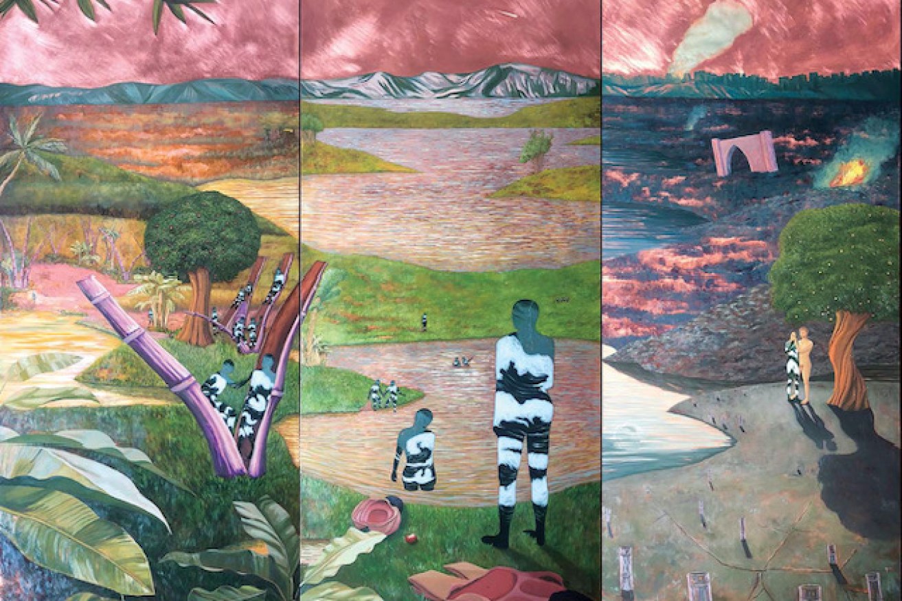Lee Paje, The stories that weren’t told 2019 / Oil on copper mounted on wood / 243.8 x 274.3cm