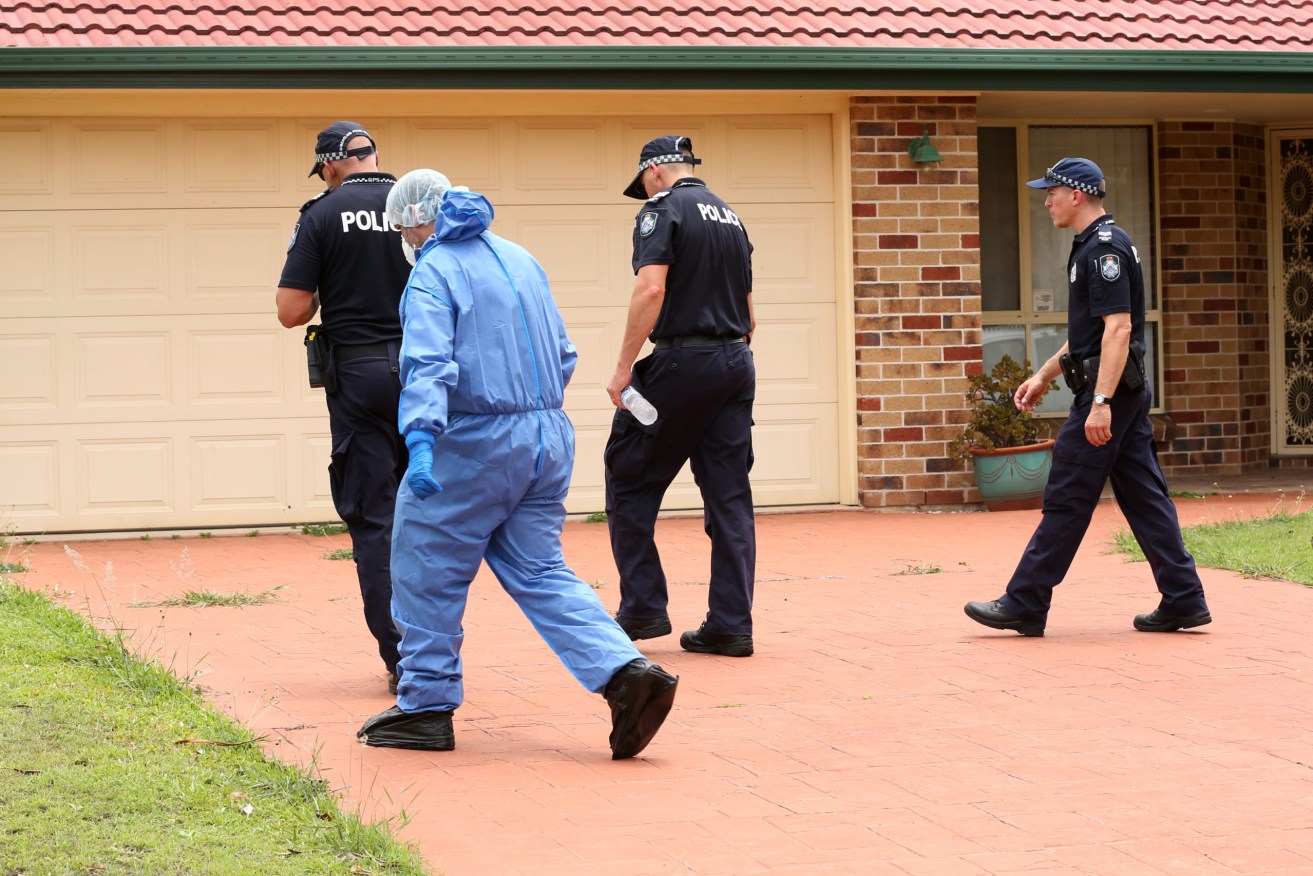 Queensland police and forensics investigating possible links between the alleged murder of an elderly couple in Brisbane and a man shot dead by police on the Logan Motorway. (AAP Image/Danny Casey)