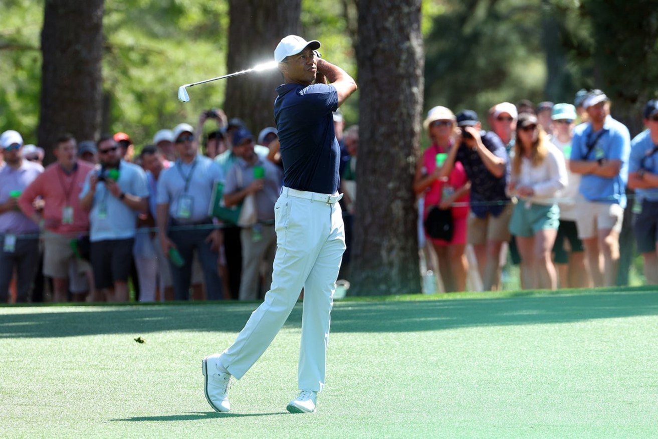 Tiger Woods is seen during a practice round at Augusta National Golf Club, where he has announced he intends to make a miraculous recovery to tee off in this week's US Masters. (PGA Tour image).