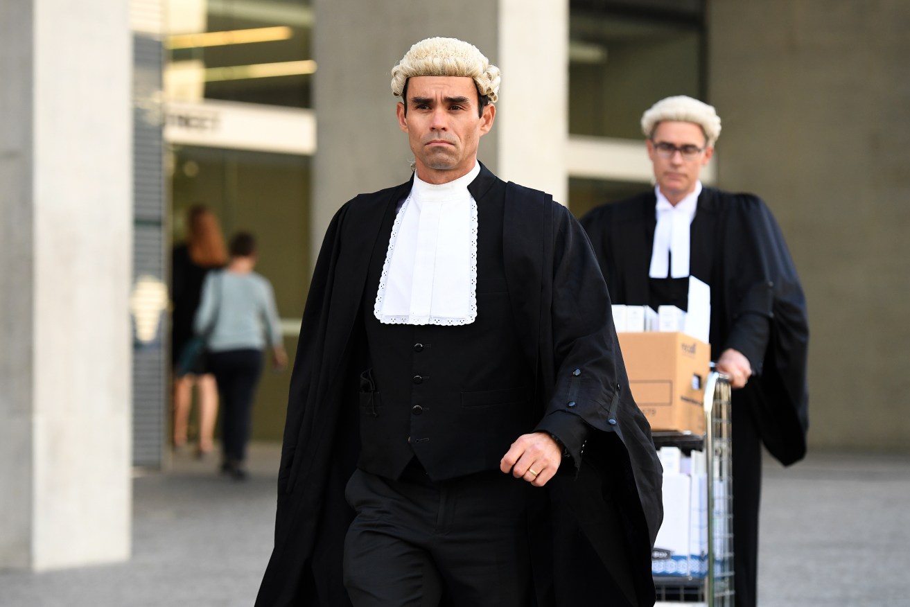 Barrister Lincoln Crowley pictured outside the Brisbane Supreme Court in 2018.  (AAP Image/Dan Peled)
