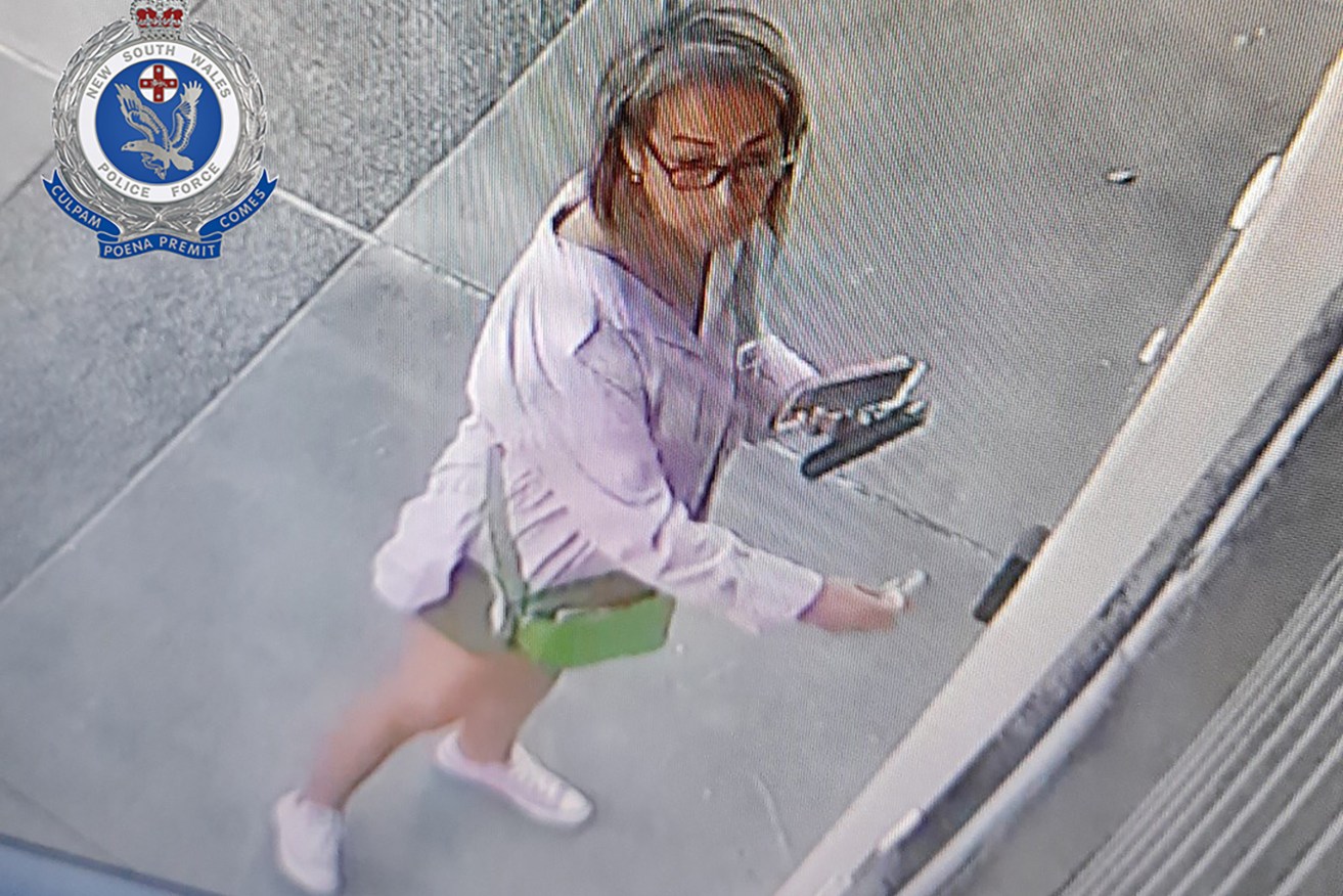 A CCTV image released by NSW Police showing one of two people they are looking for in relation to the discovery of a dead diver near 54kg of cocaine. (AAP Image/Supplied by NSW Police) 