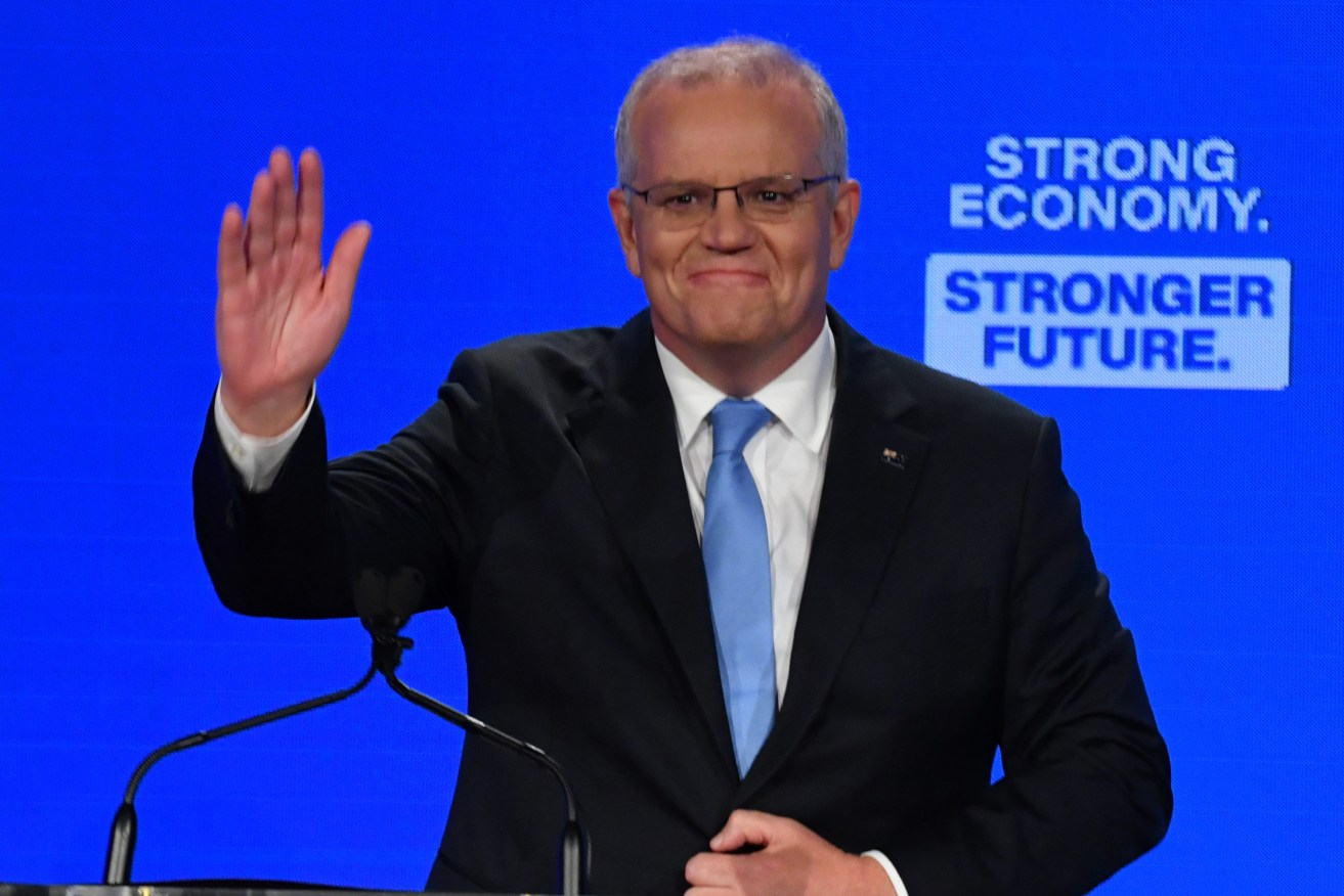 Prime Minister Scott Morrison at the Liberal Party campaign launch in Brisbane. (AAP Image/Mick Tsikas)
