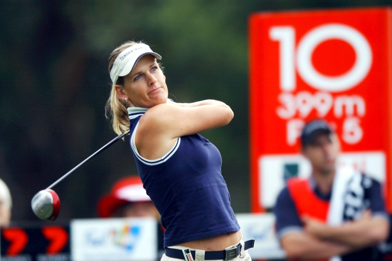 Mianne Bagger tees off in her first professional golf game in the 1st round of the 2004 AAMI Womens Australian Open at Concord Golf Course. (AAP Image/Dean Lewins) 