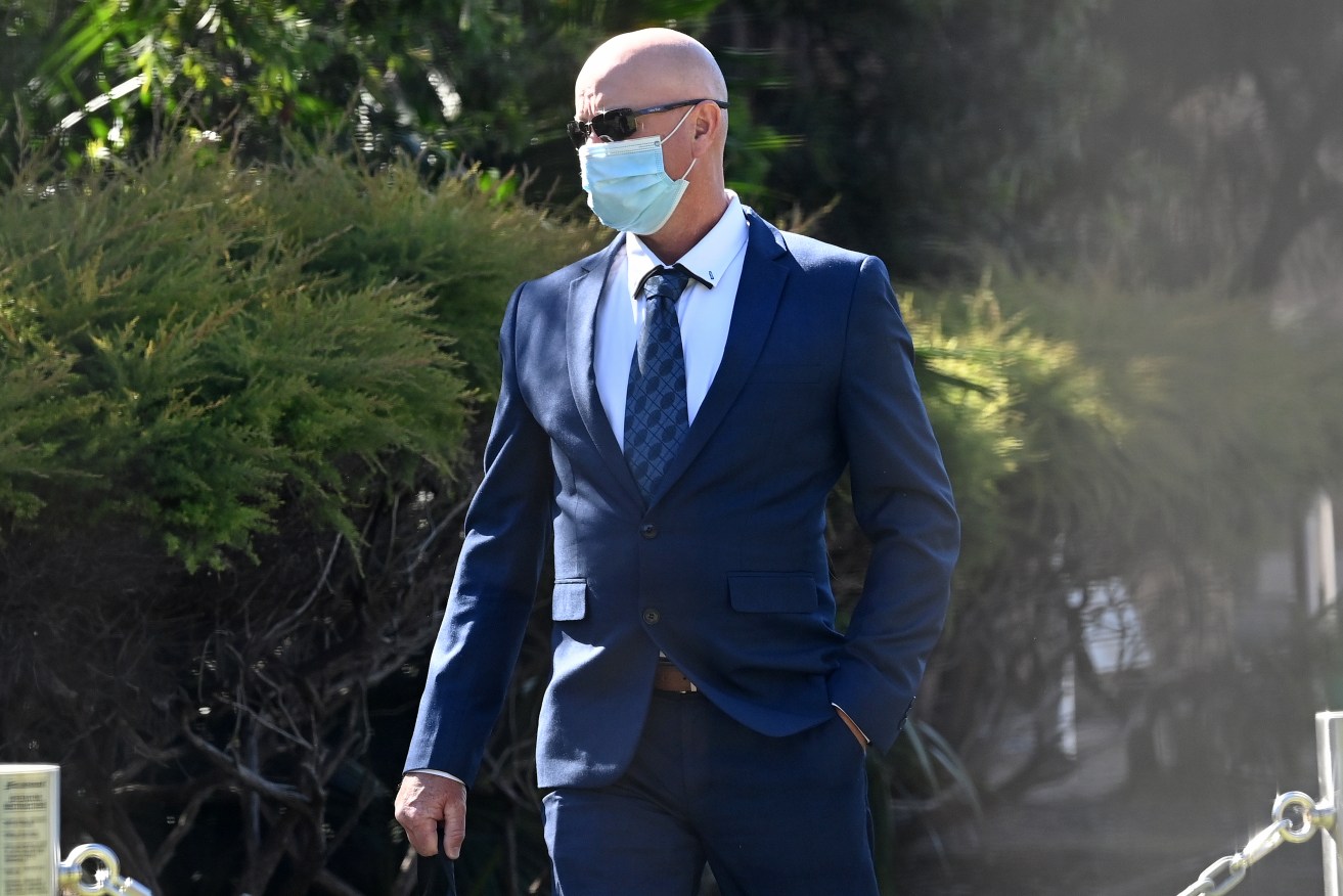 James Scott Church arrives at the Supreme Court of NSW in Darlinghurst, Sydney, Thursday, February 10, 2022. James Scott Church, 51, has pleaded not guilty in the NSW Supreme Court to murdering Leisl Smith, 23, who vanished on August 19, 2012. (AAP Image/Bianca De Marchi) NO ARCHIVING