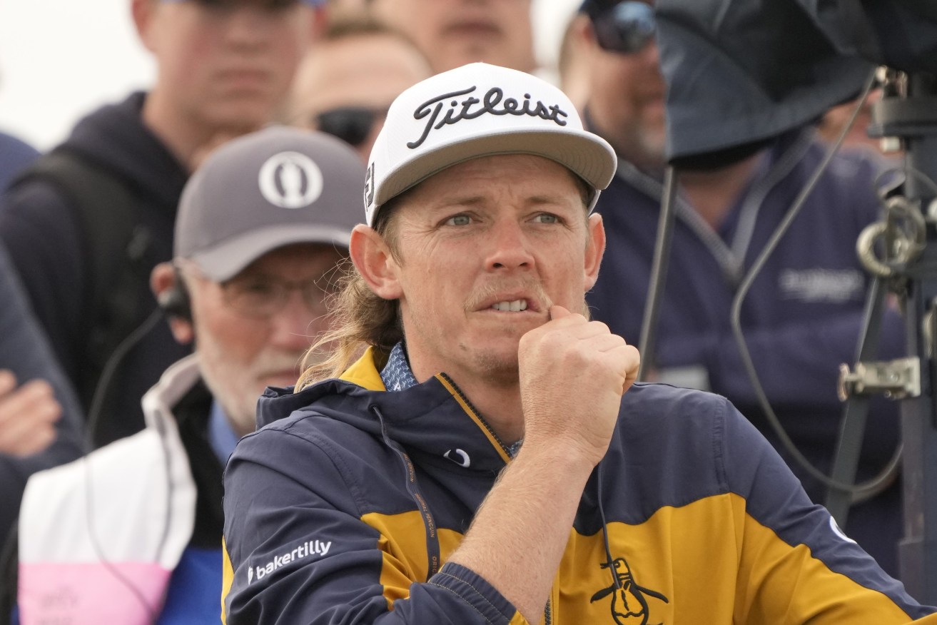 Australia's Cameron Smith waits on the 5th tee box during the first round of the British Open golf championship on the Old Course at St. Andrews, Scotland, . (AP Photo/Gerald Herbert)