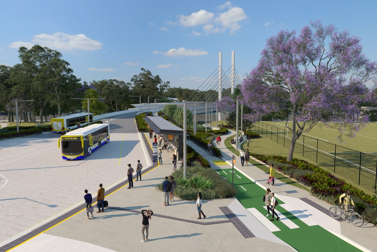 Design for the new UQ Lakes bus platform as part of the $1.2 billion Brisbane Metro project. (Supplied image)