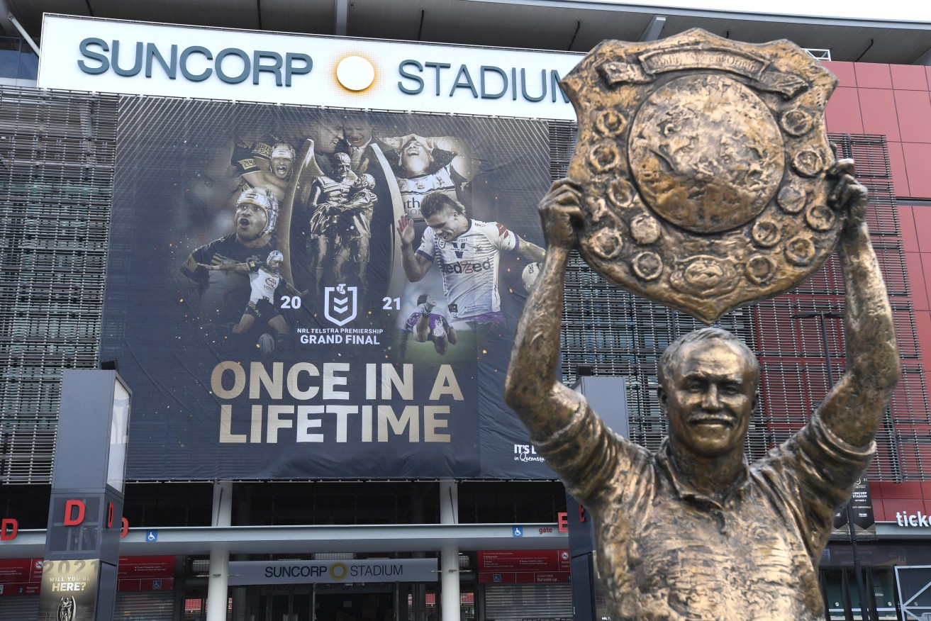 A statue of former Rugby League player Wally Lewis is seen at the front of Suncorp Stadium in Brisbane.  (AAP photo)