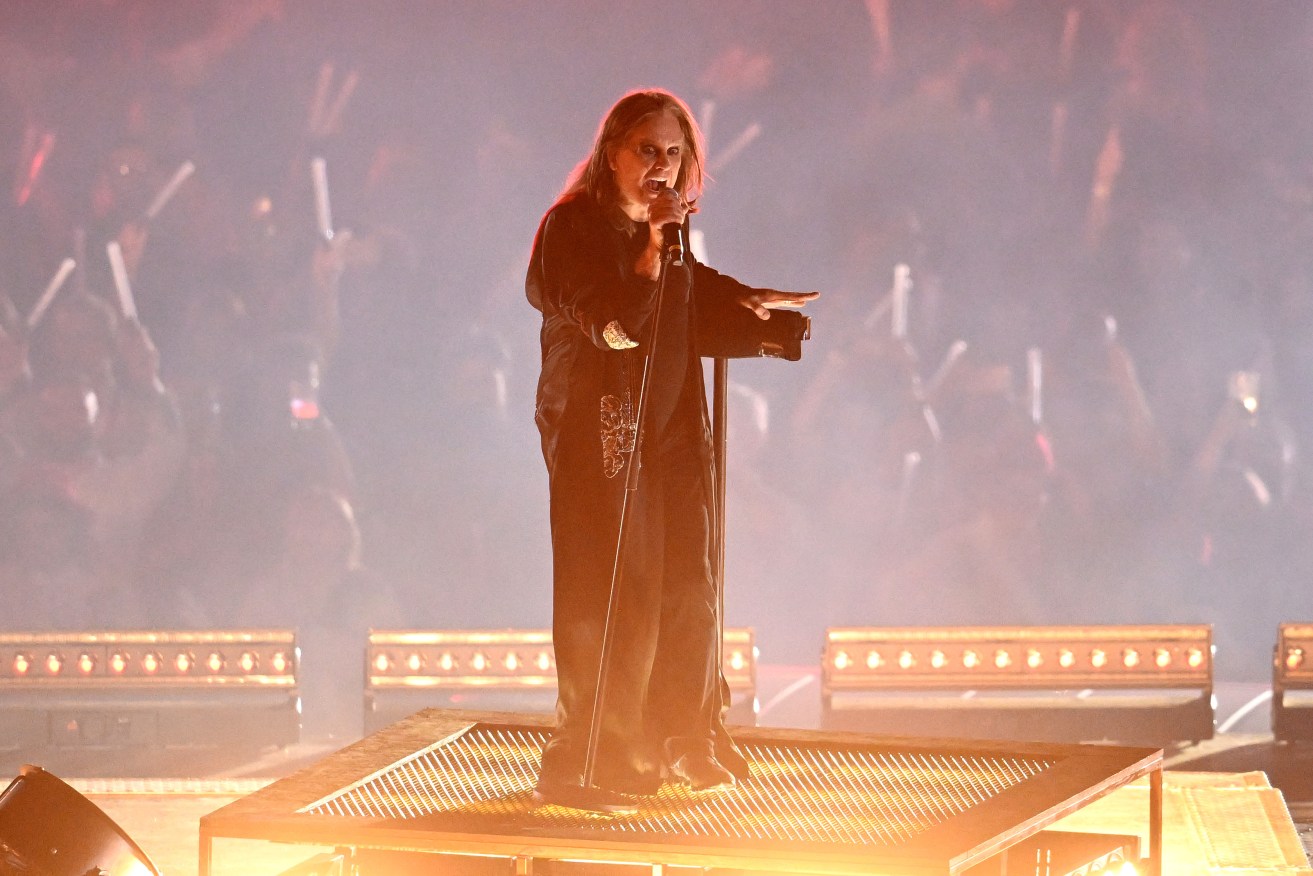 Ozzy Osbourne performs during the Closing Ceremony of the XXII Commonwealth Games on Day 11 in Birmingham, England, Monday, August 8, 2022. (AAP Image/Darren England) 