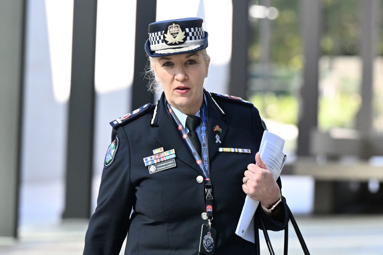 Queensland Police Commissioner Katarina Carroll before giving evidence to the Independent Commission of Inquiry into Queensland Police Service responses to domestic and family violence.  (AAP Image/Darren England) 