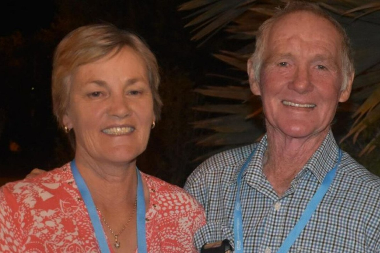 Bogie couple Maree and Mervyn Schwarz have been identified in media reports as being among the three victims of the shooting. Maree's sons were also wounded, one fatally and one critically. (Image: Ten News First)