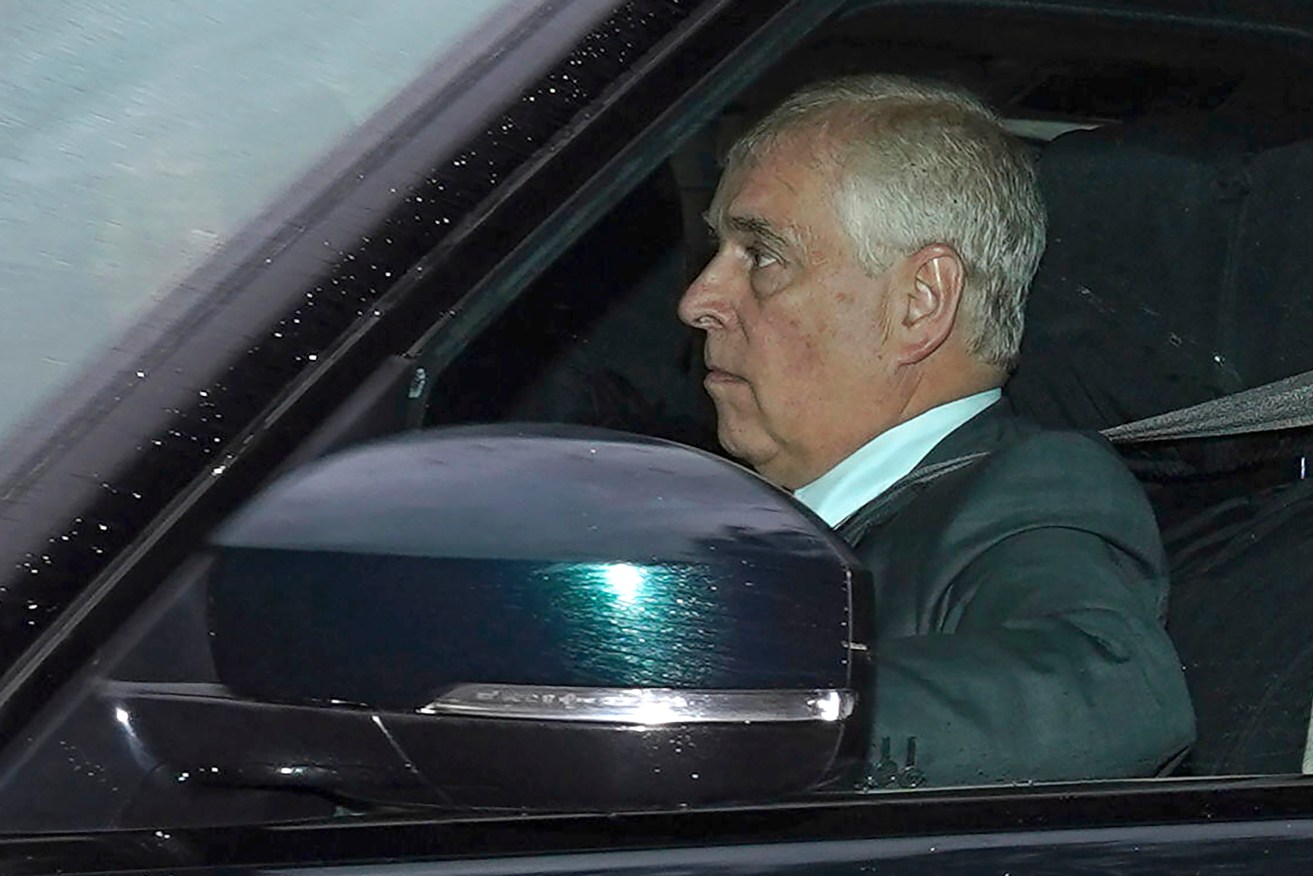 Britain's Prince Andrew arrives in a car into Balmoral in Scotland, Thursday, Sept. 8, 2022. Buckingham Palace says Queen Elizabeth II has been placed under medical supervision because doctors are "concerned for Her Majesty's health." Members of the royal family traveled to Scotland to be with the 96-year-old monarch. (Andrew Milligan/PA via AP)