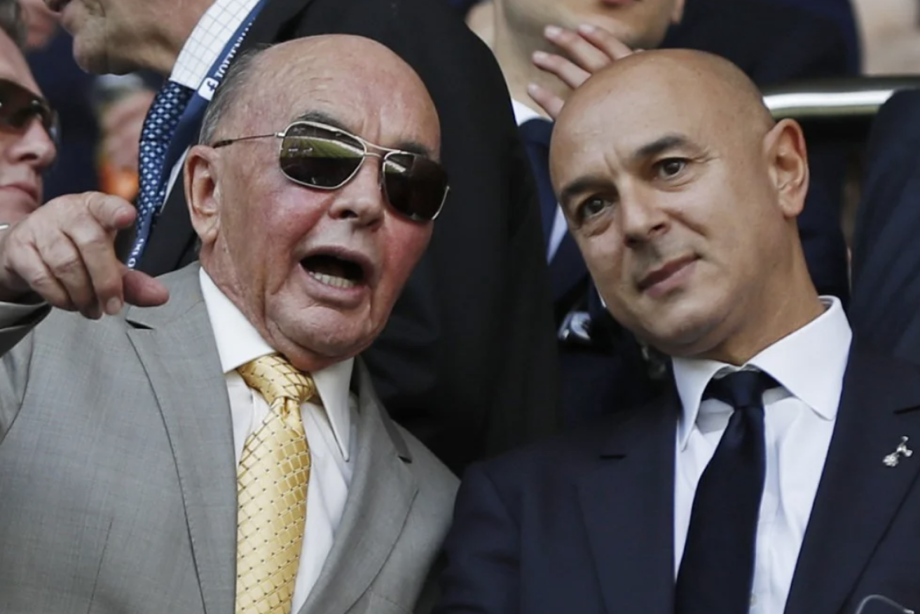 Tottenham Hotspur owner Joe Lewis (left) in the stands with chairman Daniel Levy (right)