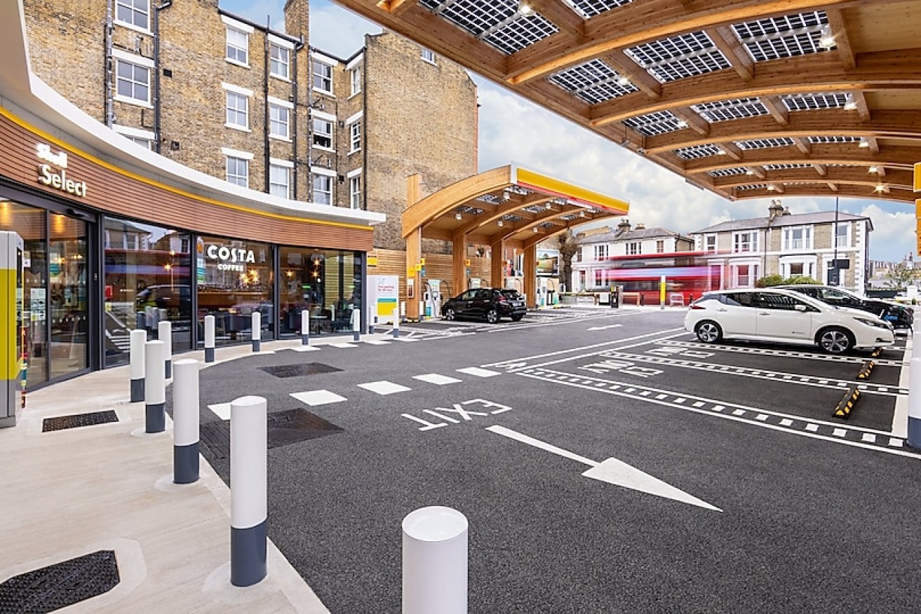 Fuel company Shell recently opened an EV charging service stations in London's Fulham. (Image: supplied)
