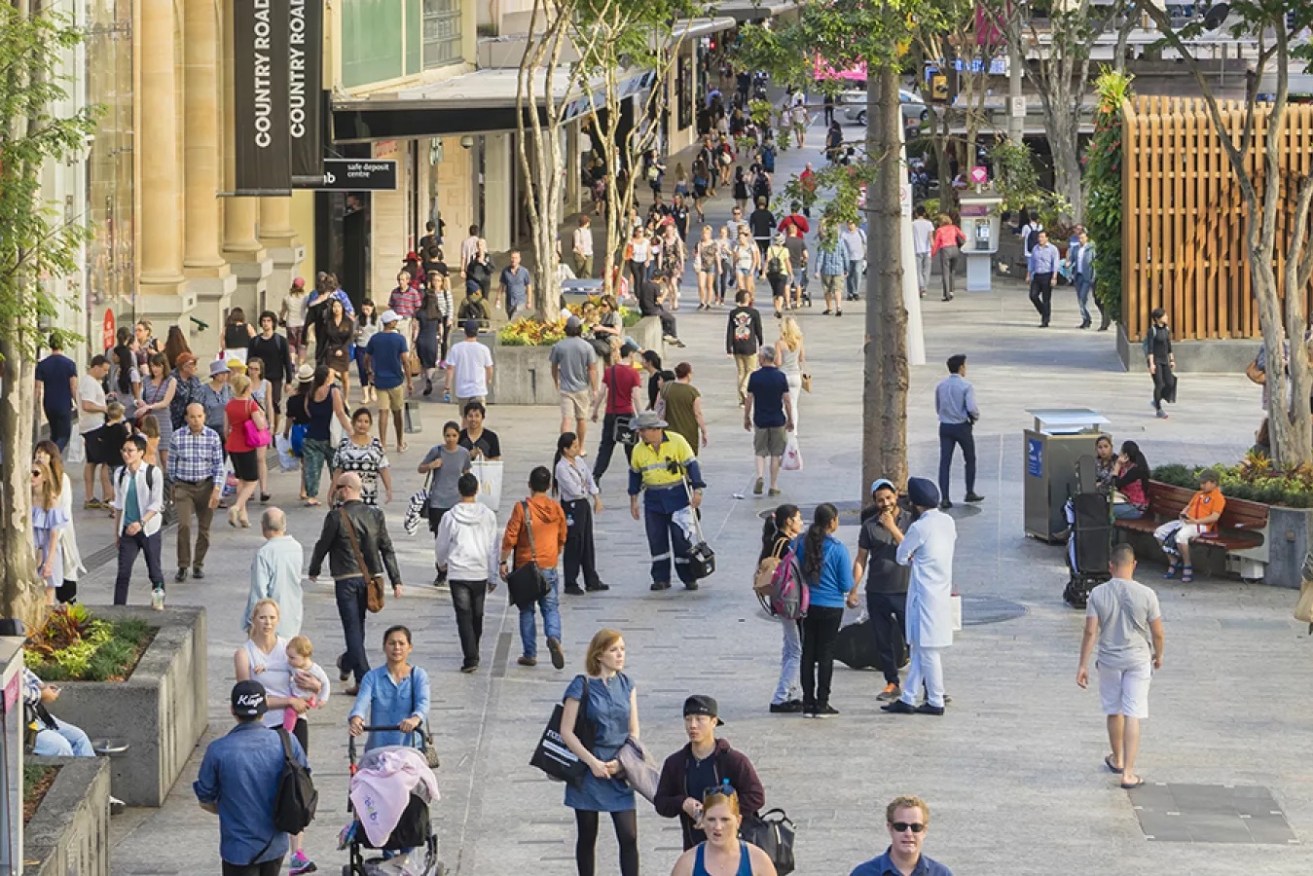 Foot traffic in the Brisbane CBD has improved but is yet to reach its pre-pandemic highs. (Image: BCC)