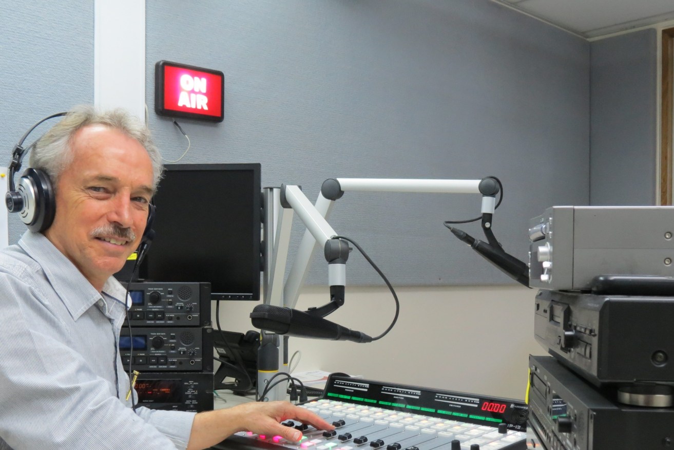 Broadcaster Gary Thorpe at 4MBS Classic FM radio in Brisbane. Thorpe, who created a nostalgic radio service for elderly people, is one of the winners of the Australian Mental Health Prize. (AAP Image/Supplied by Gary Thorpe) 