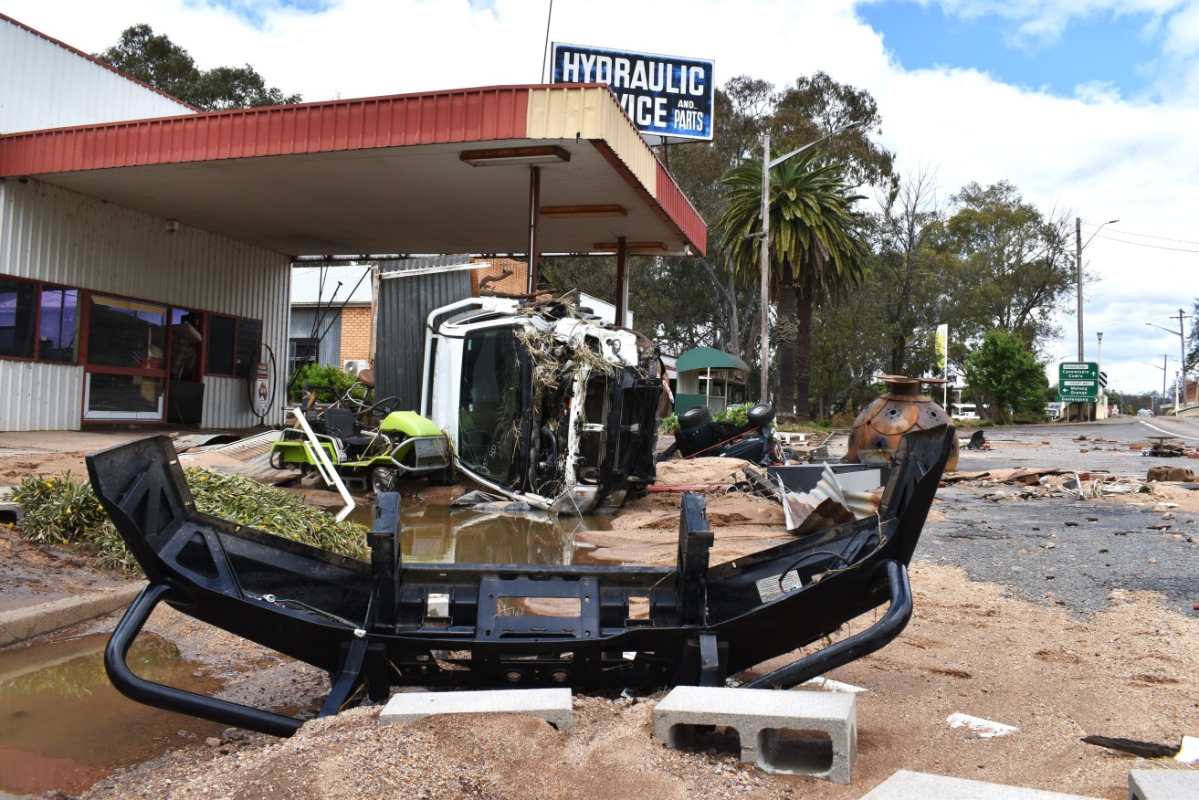 Flood damage in the town of Eugowra, Central West New South Wales, Tuesday, November 15, 2022. (AAP Image/Murray McCloskey) 