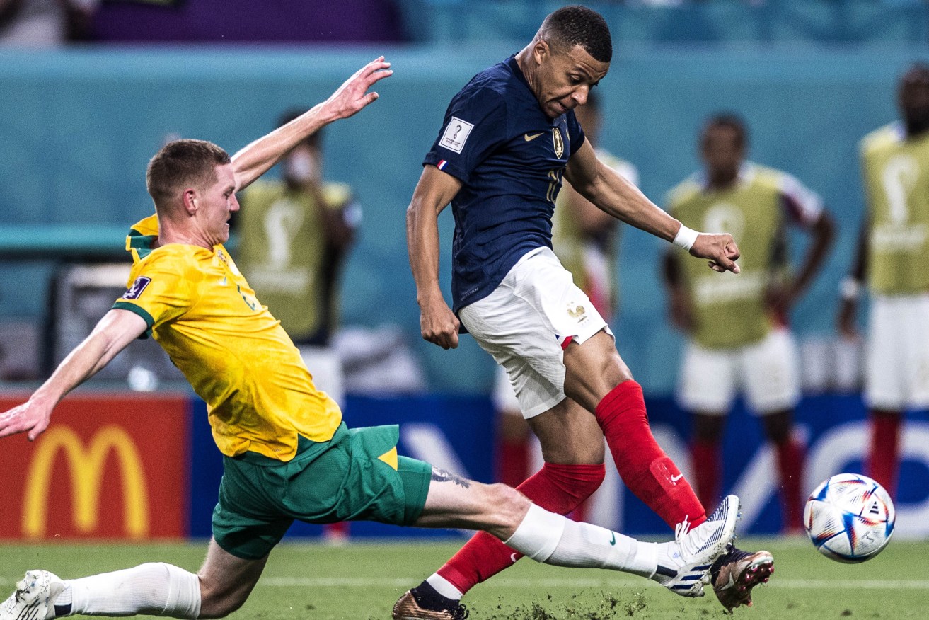 Despite scoring an early goal the Socceroos were outclassed by reigning world champions France in their opening match of the World Cup in Qatar.. Photo: Pedro Martins/AGIF/Sipa USA