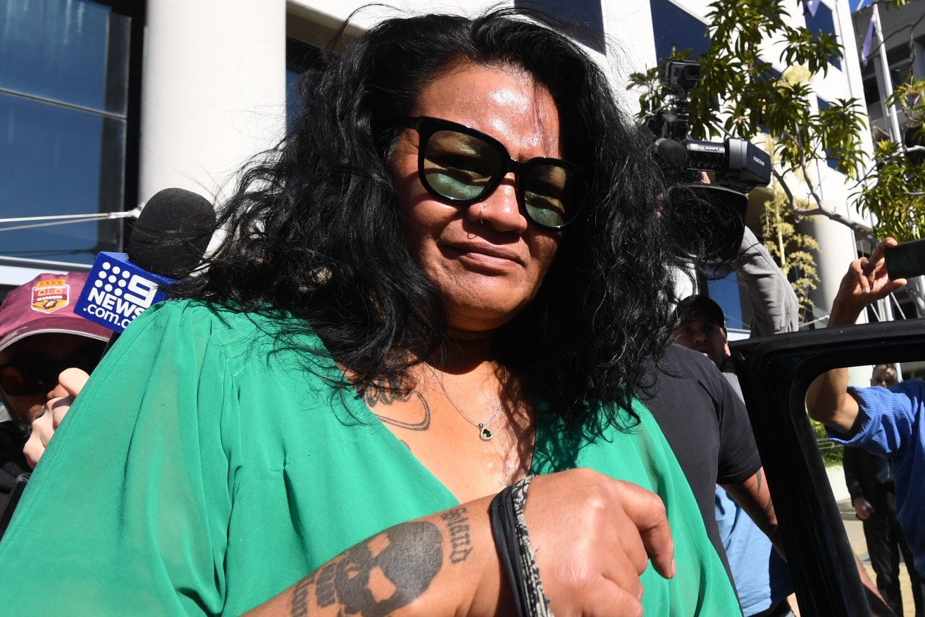 Uiatu "Joan" Taufua, mother of Brisbane Broncos star Payne Haas, leaves the magistrates court in Southport. (AAP Image/Dan Peled) 