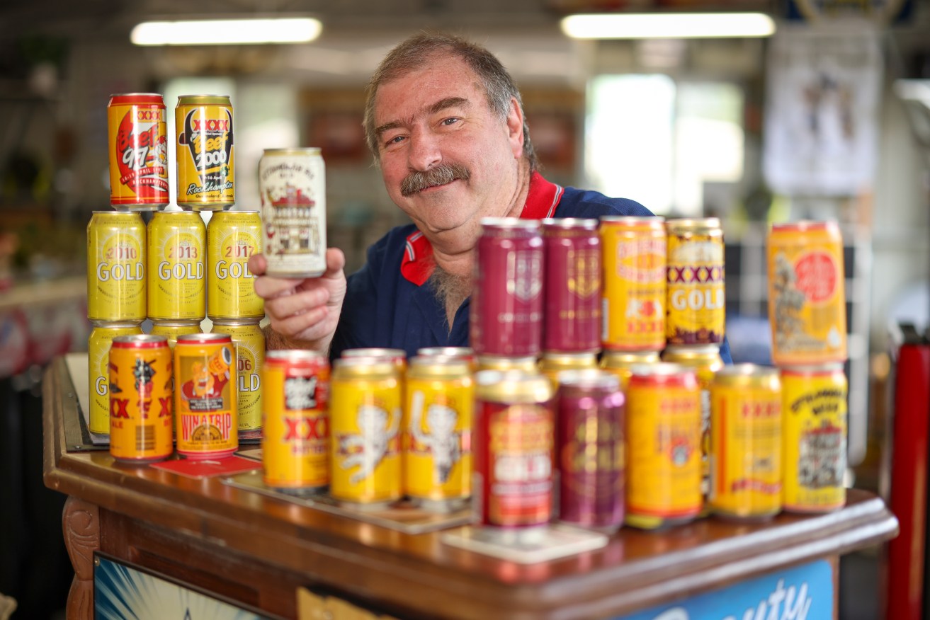 Brisbane beer can collector Paul Nash. (AAP Image/Supplied by Peter Wallis) 