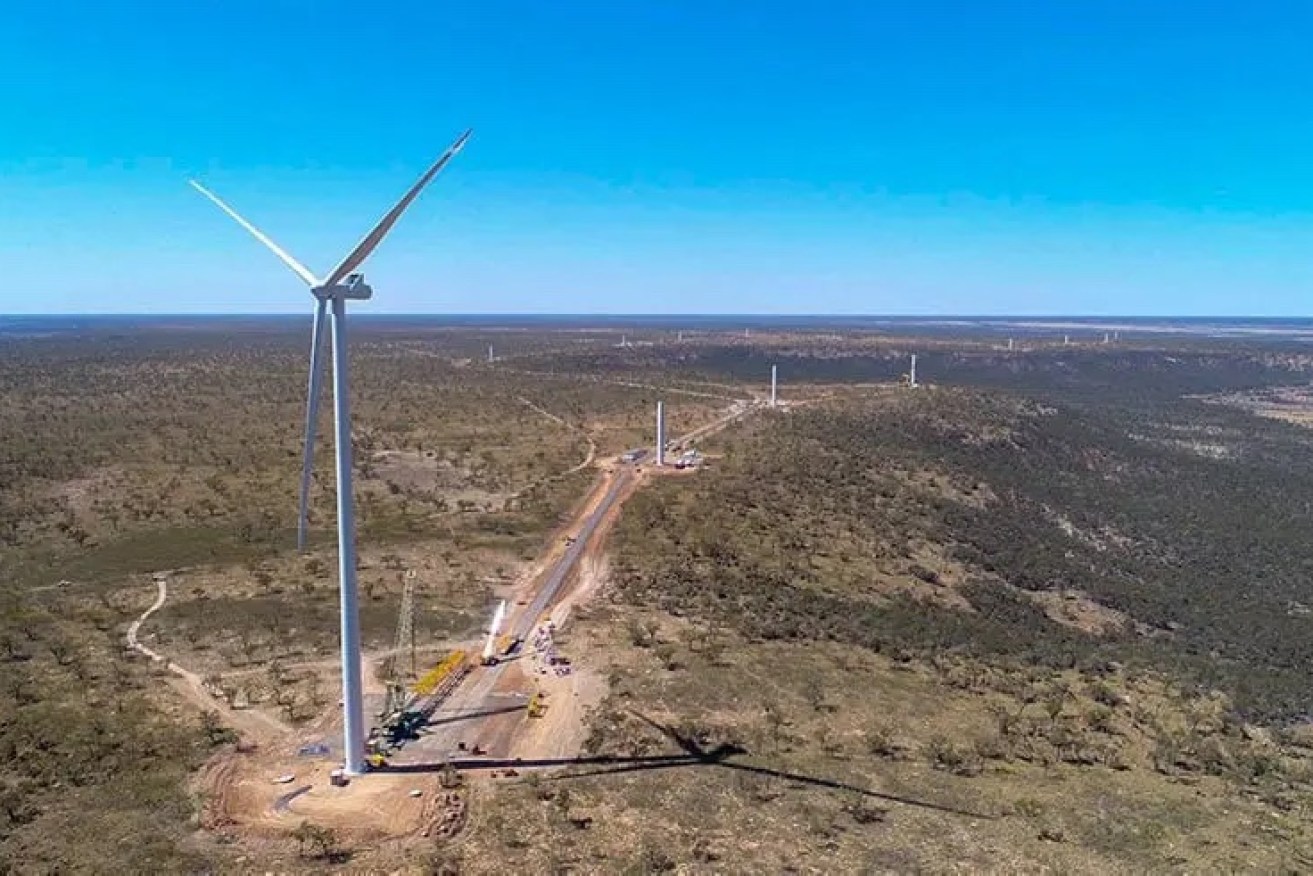 Windlab's Kennedy Energy Park near Hughenden under construction. The project is likely to benefit from Copperstring. (Image: supplied)