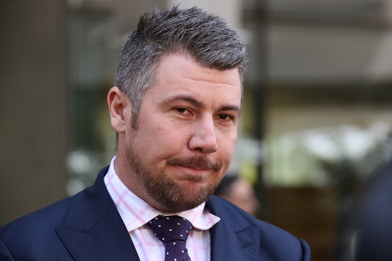 Shaune Irving after a court appearance as a defence solictor in 2019. (AAP Image/Jono Searle) 