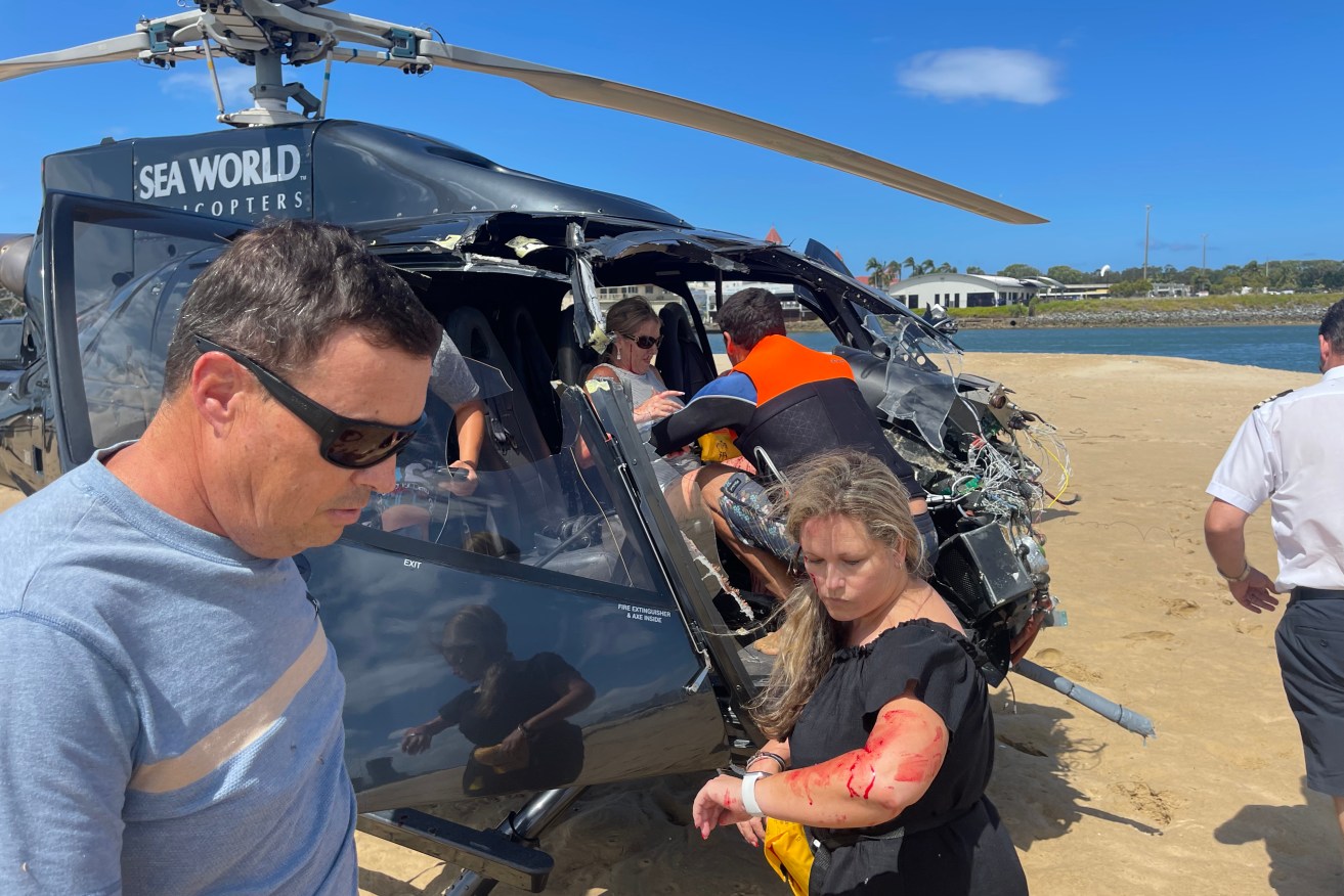 A supplied image shows Marle Swart moments after the Sea World helicopter collision on the Gold Coast, Monday, January 2, 2023. (AAP Image/Supplied) NO ARCHIVING, EDITORIAL USE ONLY