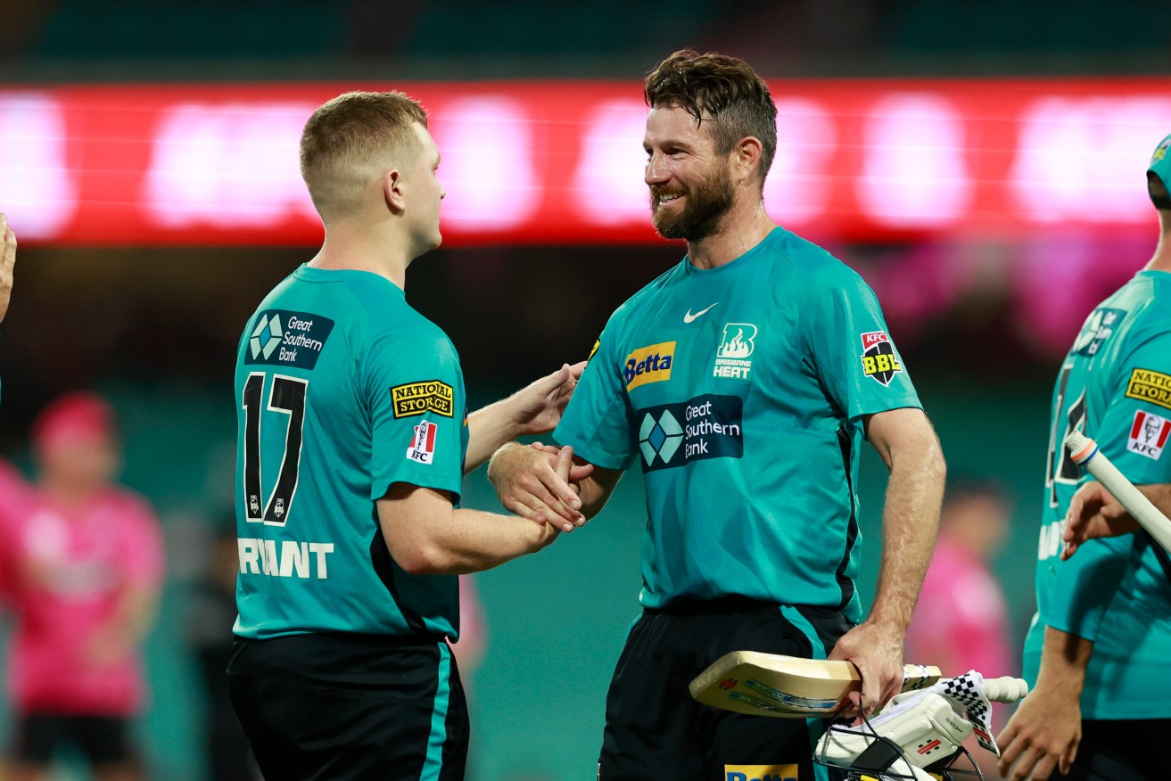 Michael Neser of the Heat celebrates their win during the Big Bash League (BBL) Preliminary Final cricket match between the Sydney Sixers and the Brisbane Heat at the Sydney Cricket Ground. (AAP Image/Mark Evans) 