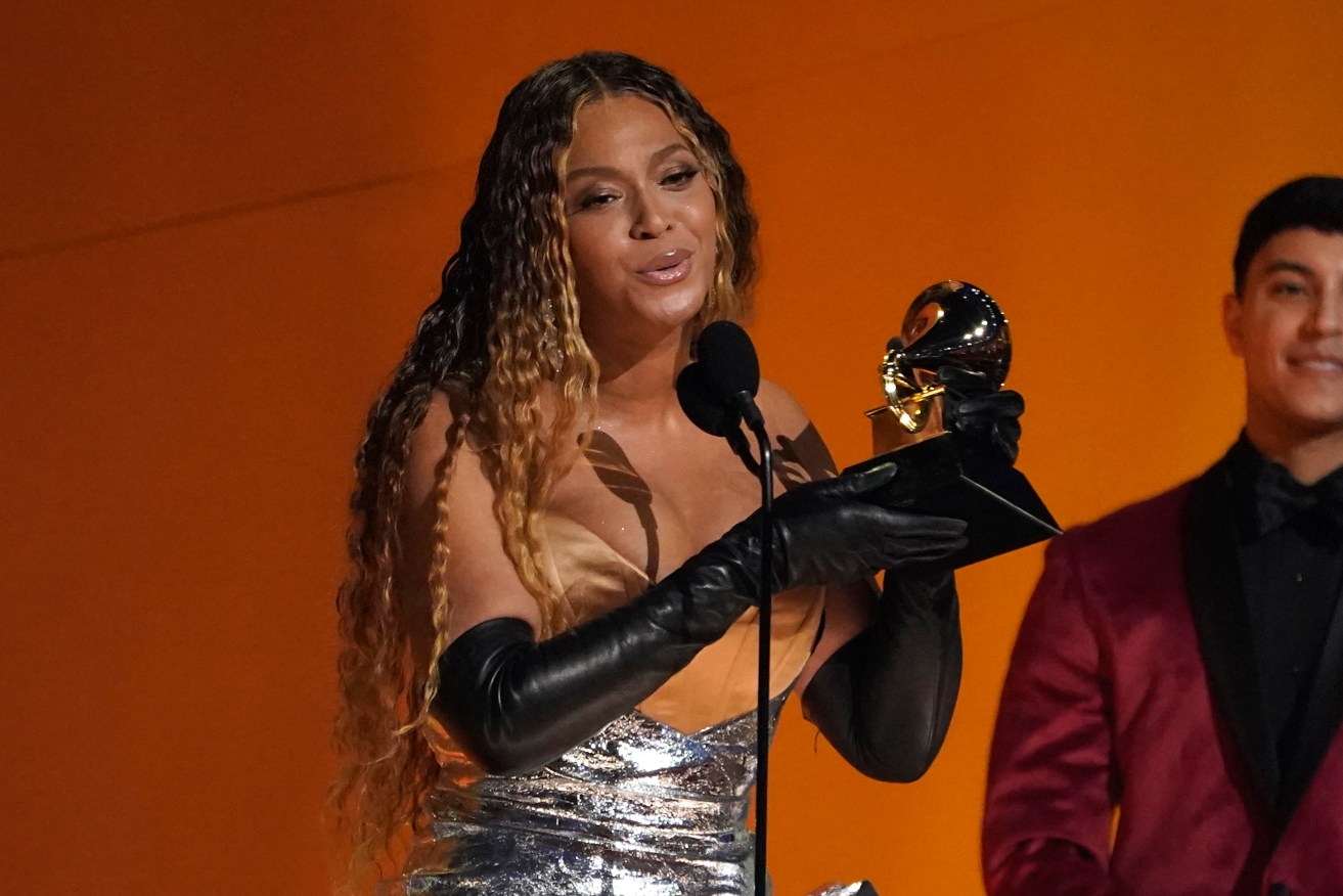 Beyonce accepts the award for best dance/electronic music album for "Renaissance" at the 65th annual Grammy Awards. (AP Photo/Chris Pizzello)