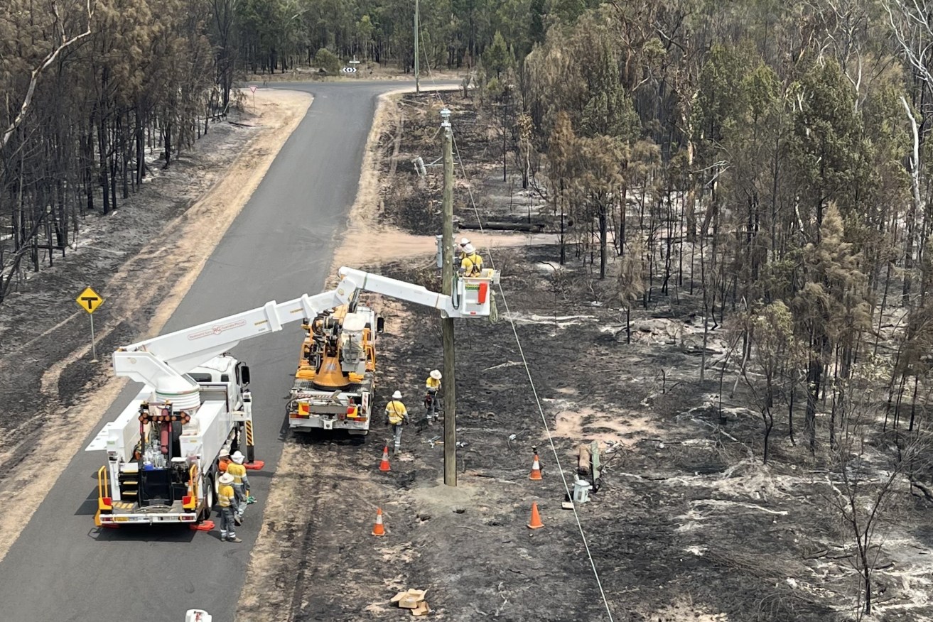 Damage from bushfires around Tara. (AAP Image/Supplied by Energex) 