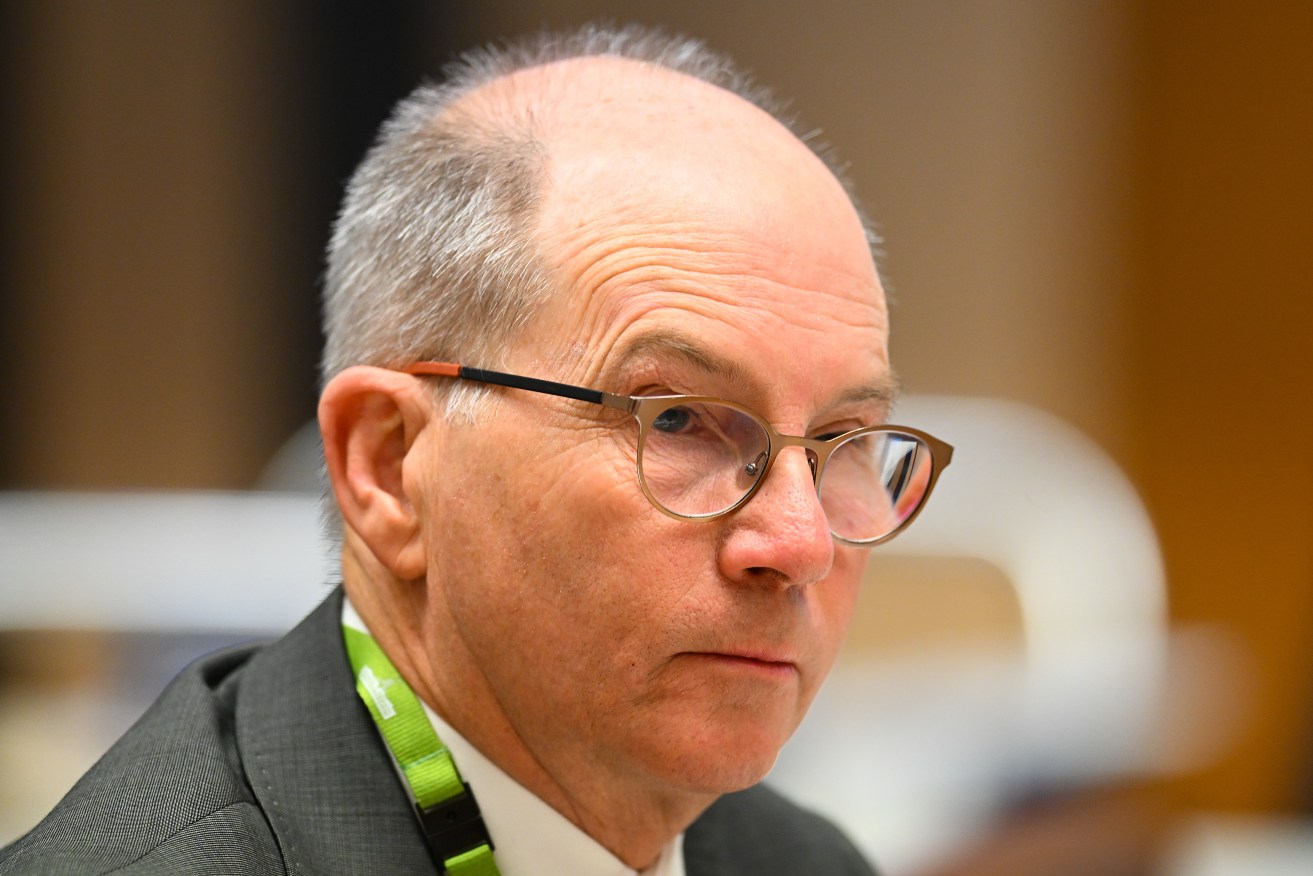 Australia’s Chief Medical Officer (CMO) Paul Kelly during Senate Estimates at Parliament House in Canberra. (AAP Image/Lukas Coch) 