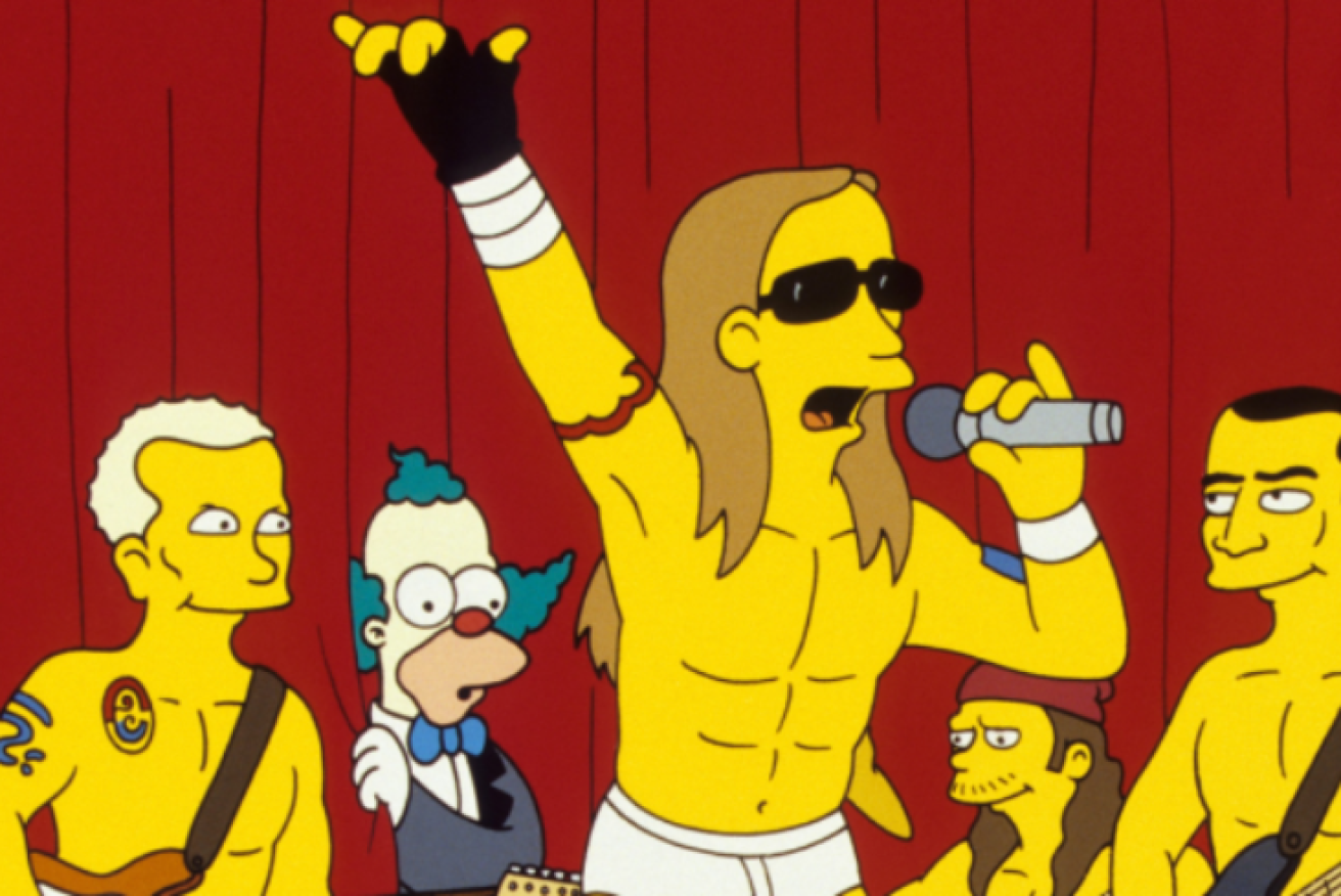 Did the Red Hot Chilli Peppers peak when they made a guest appearance on The Simpsons? A recent controversy has surrounded the set list for their recent tour. (Image: The Simpsons)