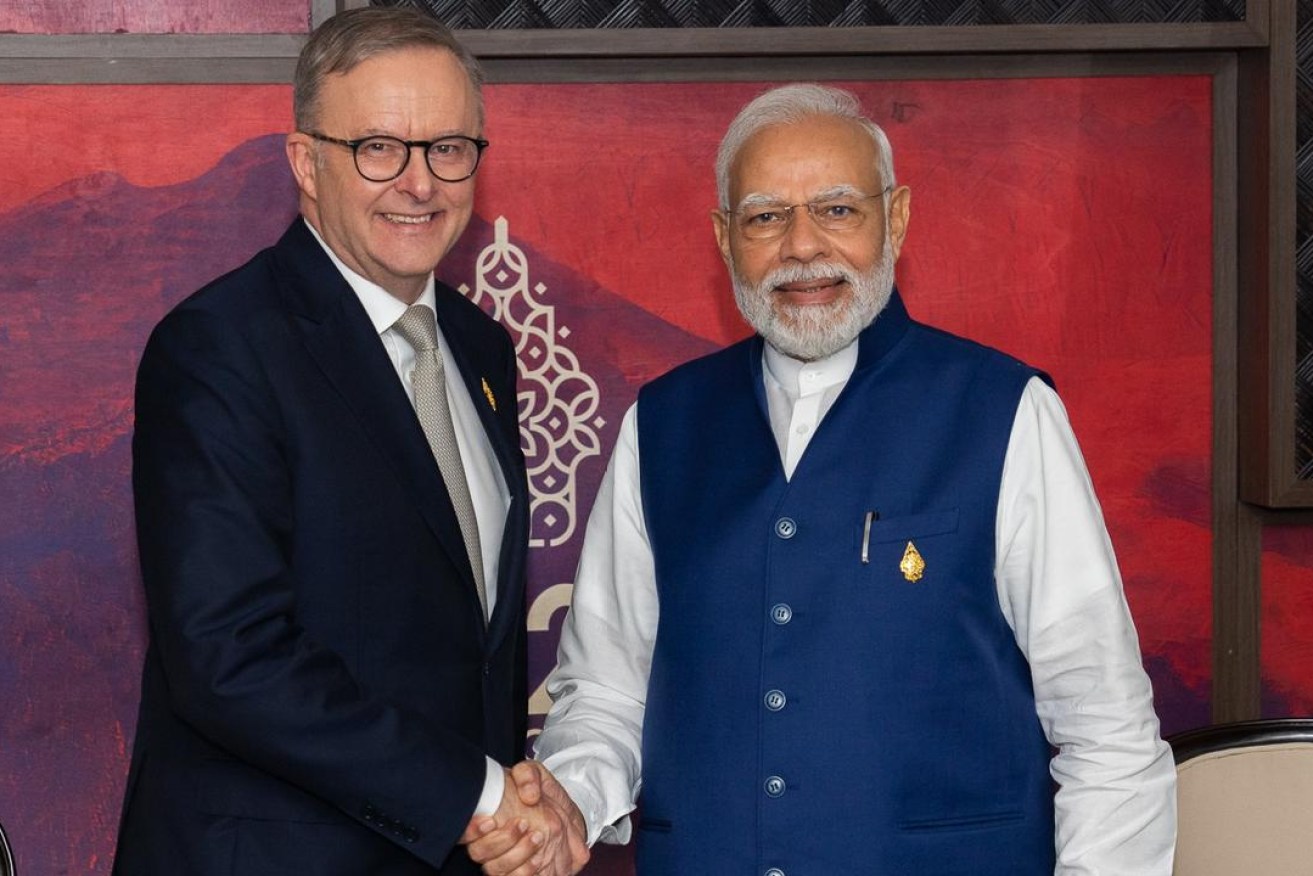 Prime Minister Anthony Albanese with Indian Prime Minister Narendra Modi. Source: AAP / MICK TSIKAS/AAPIMAGE