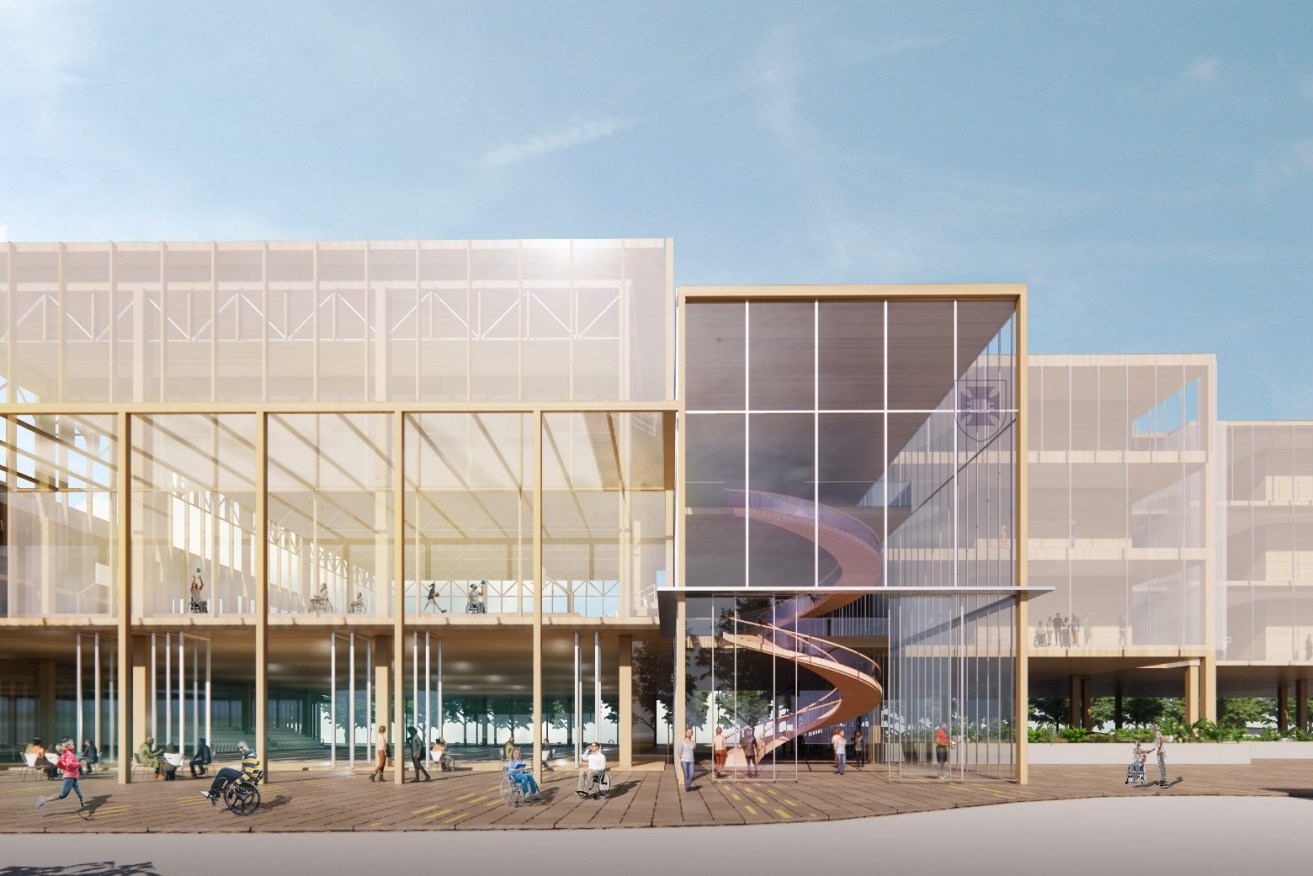 An artist's impression of the planned Paralympics Centre of Excellence, to be jointly funded by the state and federal governments and will be building at the University of Queensland as a legacy project for the Brisbane 2032 Games. (Image: Supplied)
